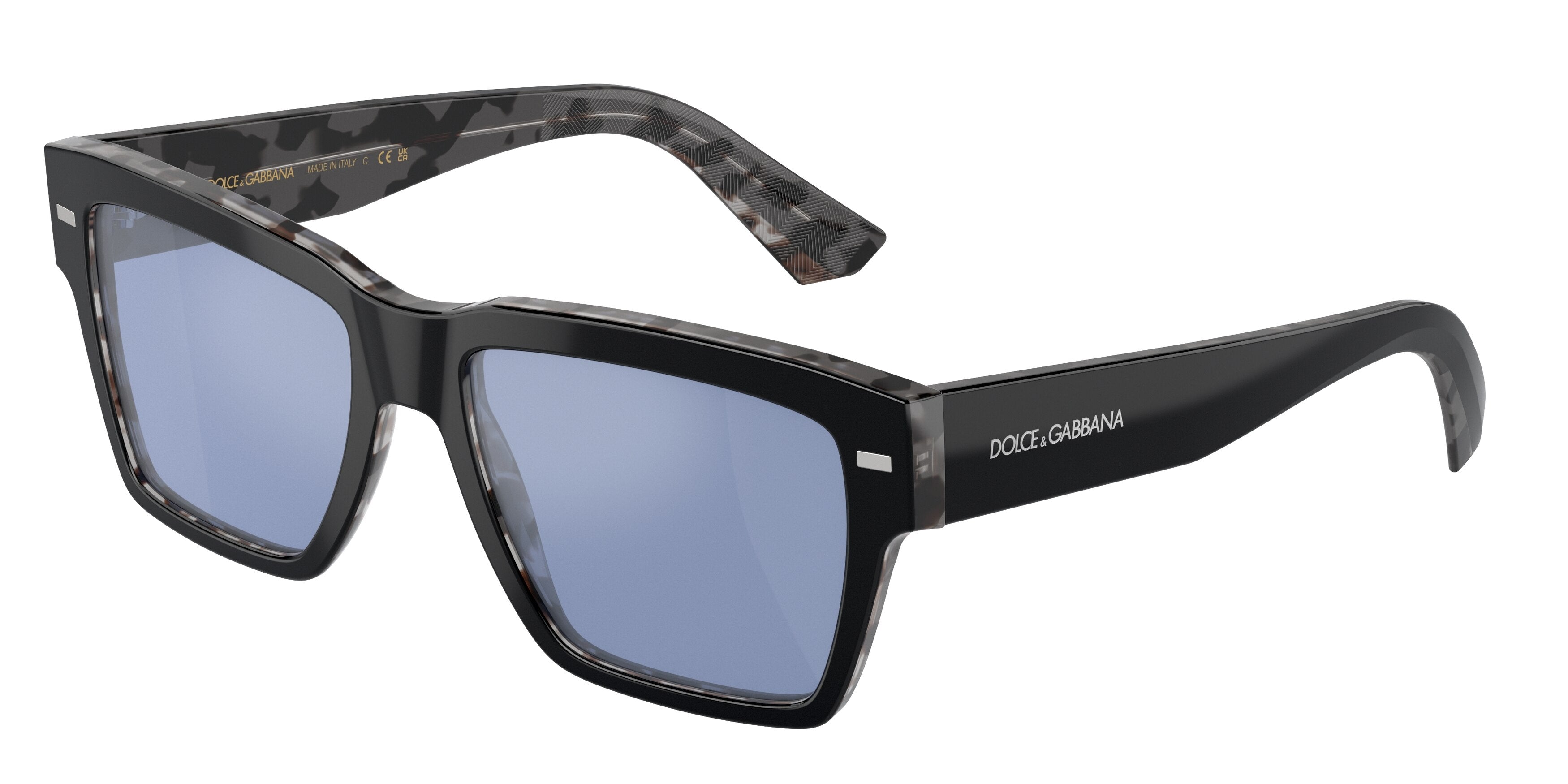 DOLCE & GABBANA DG4431F Square Sunglasses  34031U-Black On Grey Havana 55-145-18 - Color Map Black