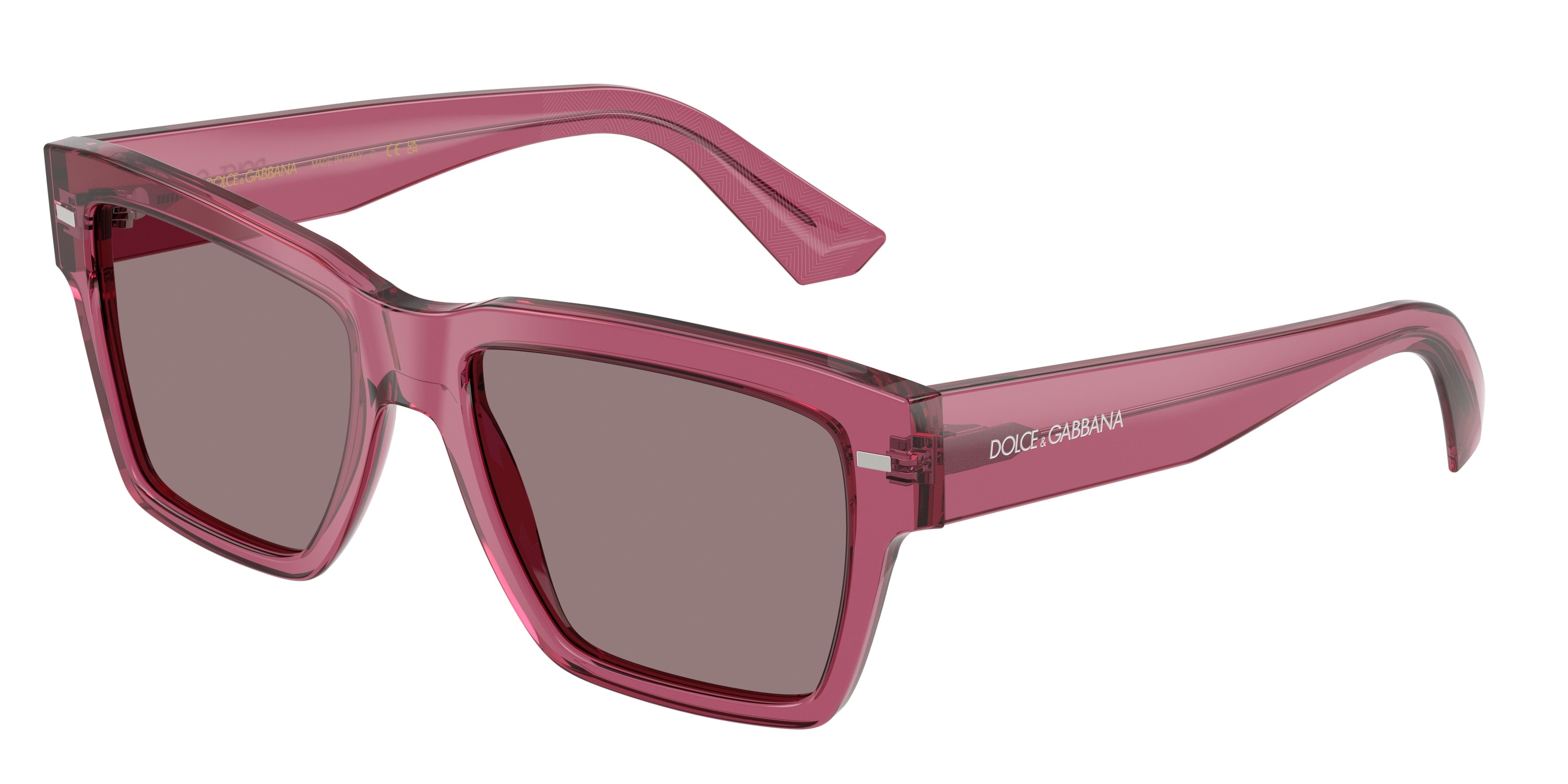 DOLCE & GABBANA DG4431 Square Sunglasses  32117N-Transparent Bordeaux 55-145-18 - Color Map Red