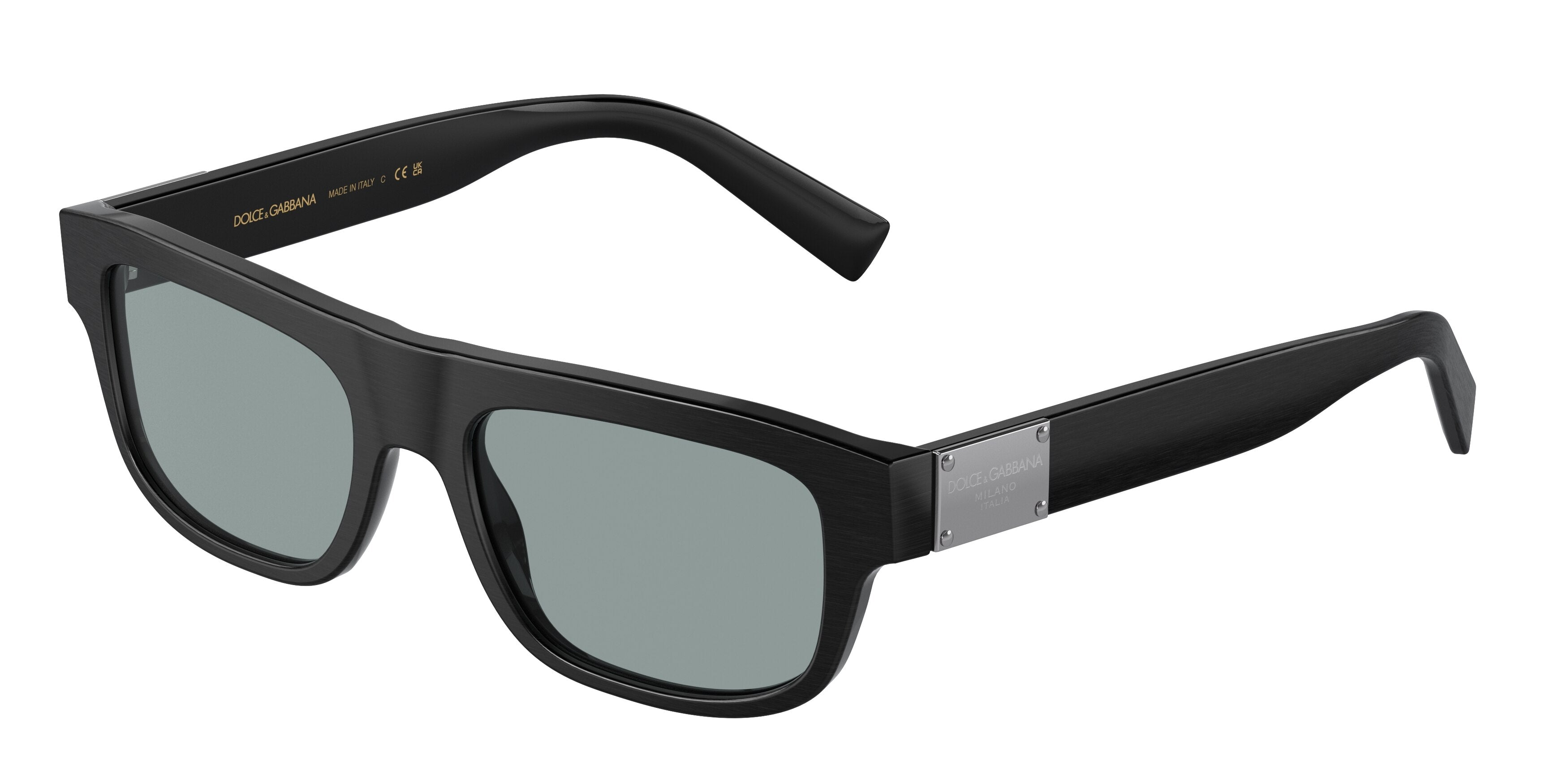 DOLCE & GABBANA DG4432F Rectangle Sunglasses  282087-Brushed Black 52-145-18 - Color Map Black