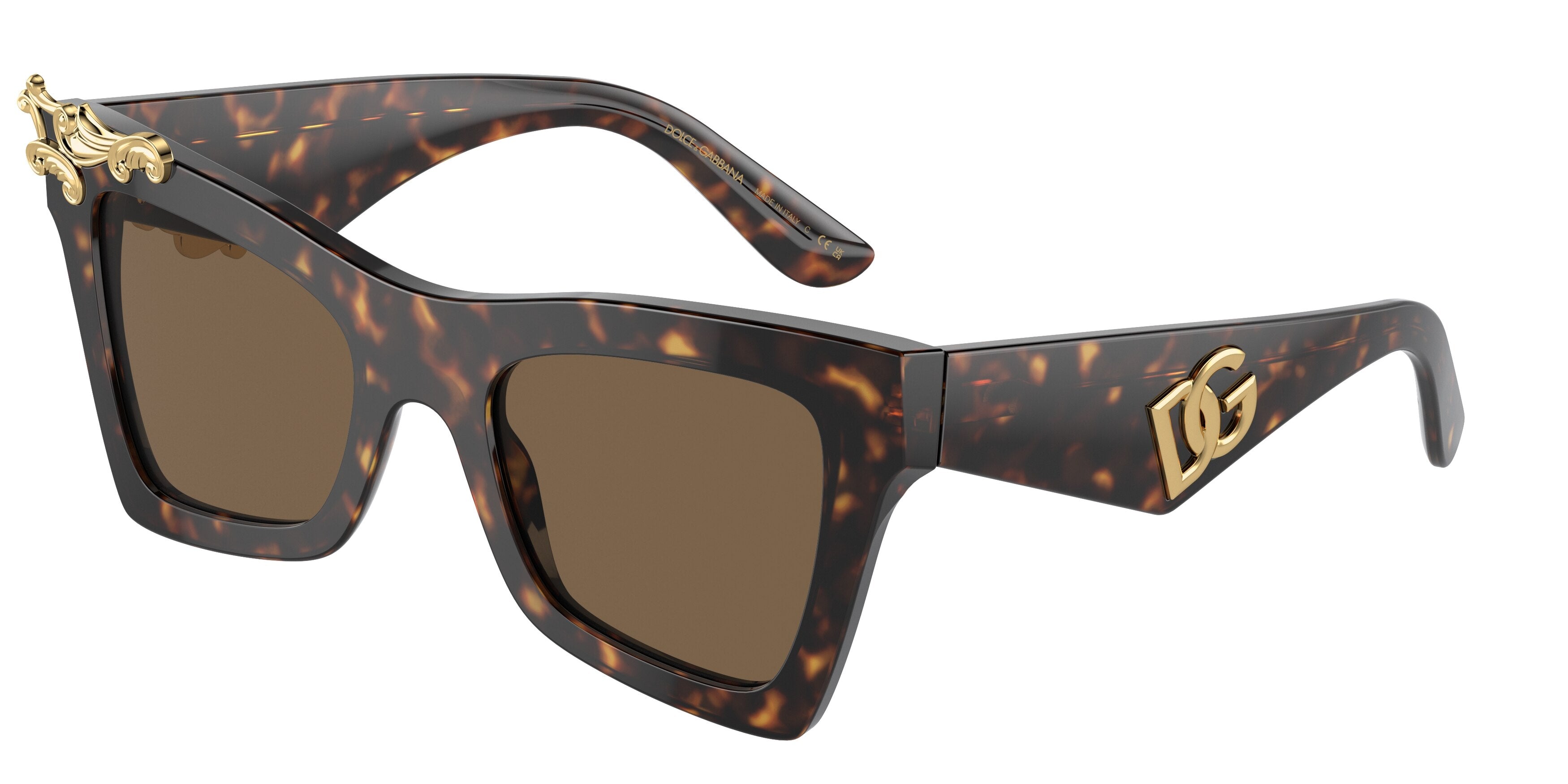 DOLCE & GABBANA DG4434 Cat Eye Sunglasses  502/73-Havana 51-145-21 - Color Map Tortoise
