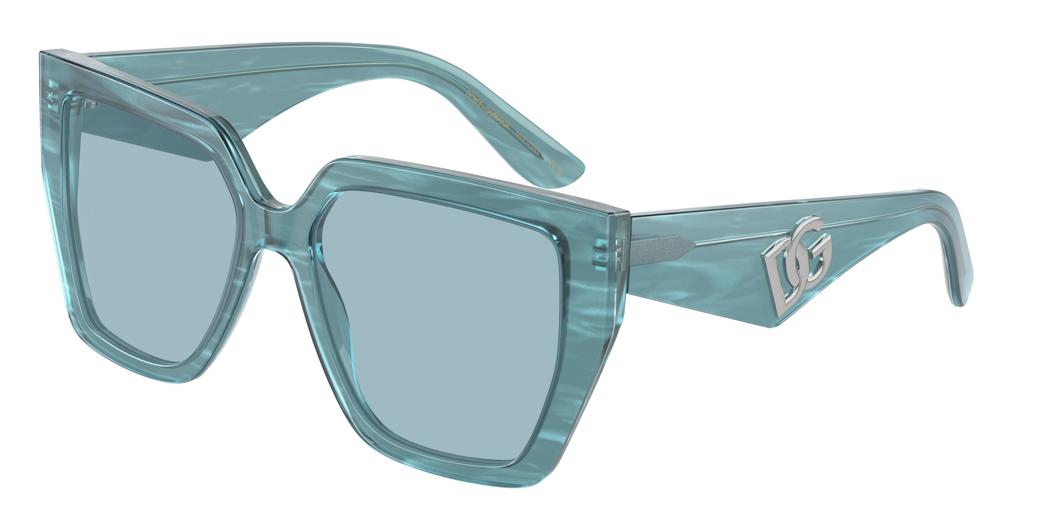 DOLCE & GABBANA DG4438F Square Sunglasses  3406E3-Fleur Azure 55-145-17 - Color Map Blue