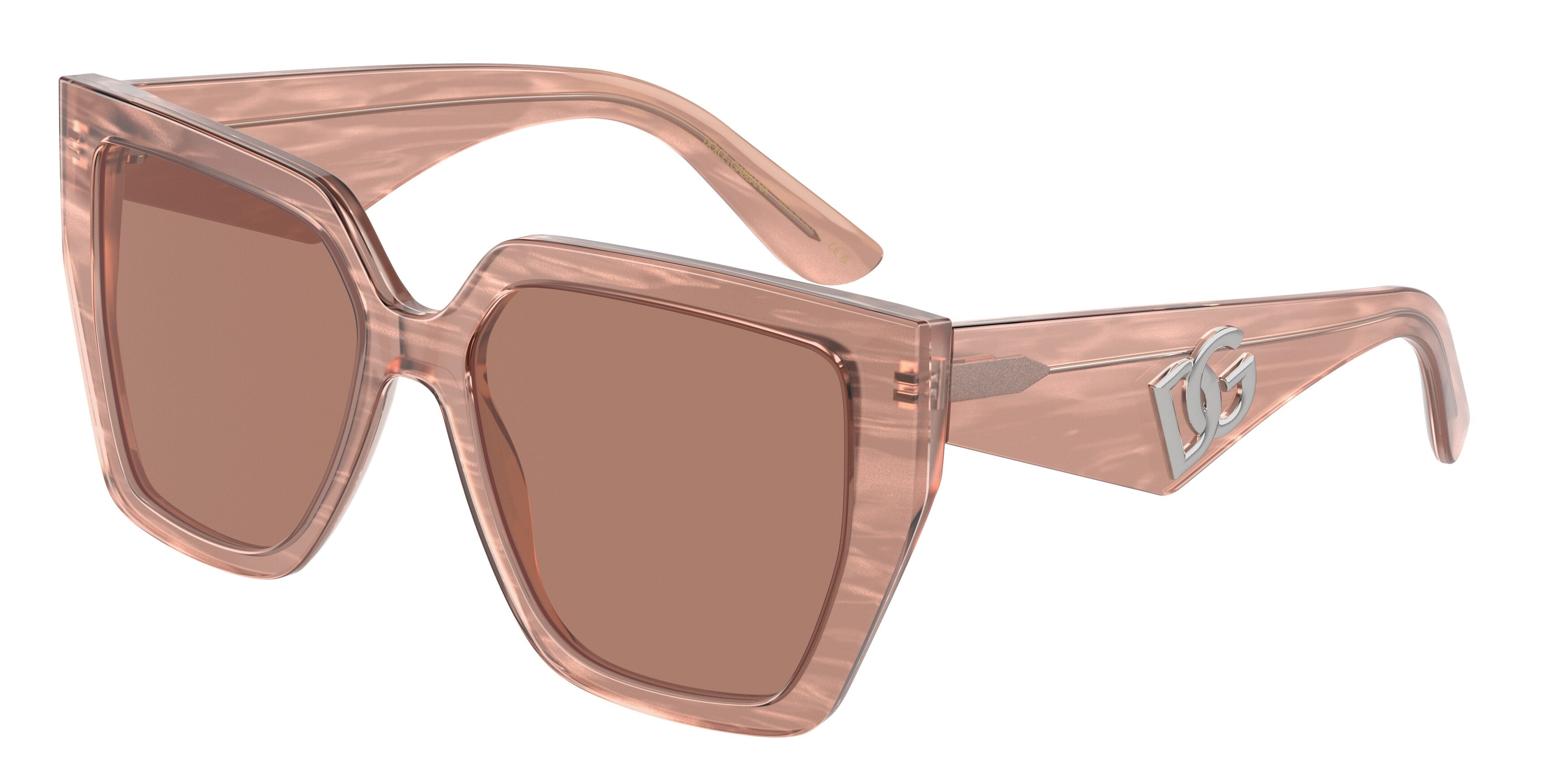 DOLCE & GABBANA DG4438F Square Sunglasses  3411/3-Fleur Caramel 55-145-17 - Color Map Brown