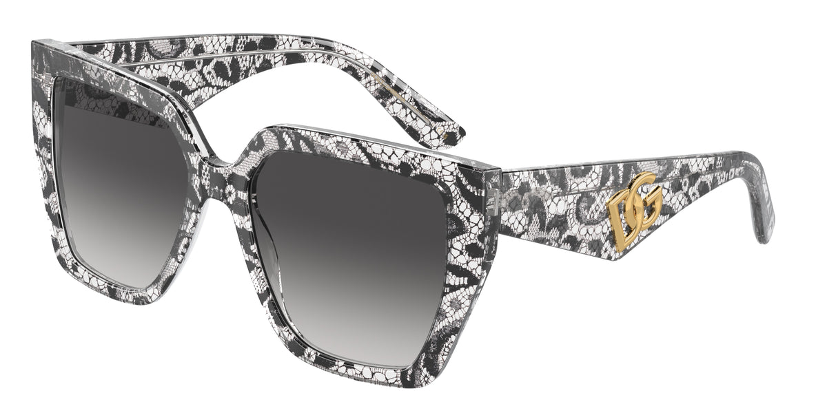 DOLCE & GABBANA DG4438 Square Sunglasses  32878G-Black Lace 55-145-17 - Color Map Black