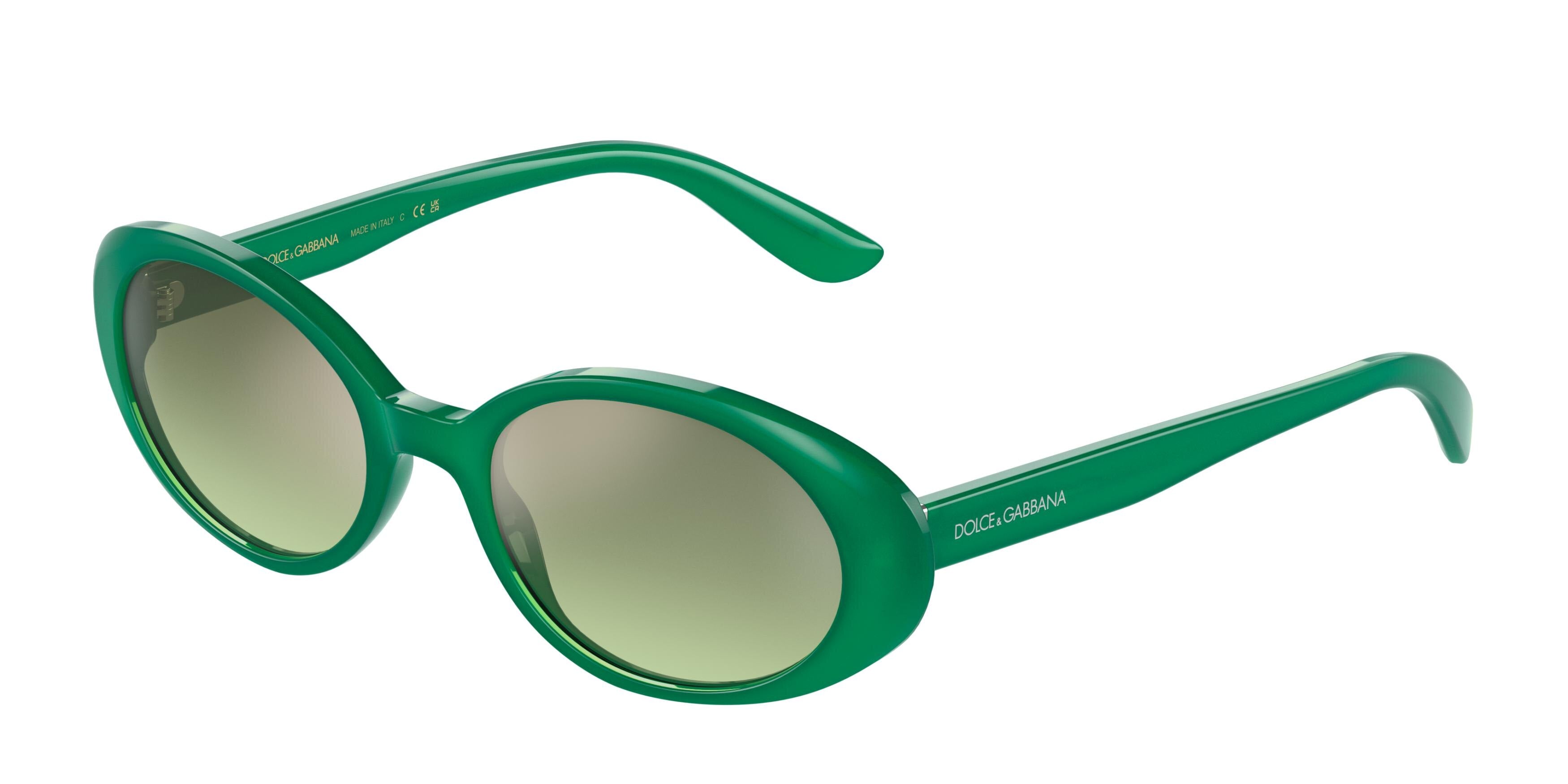 DOLCE & GABBANA DG4443 Oval Sunglasses  306852-Milky Green 52-140-19 - Color Map Green
