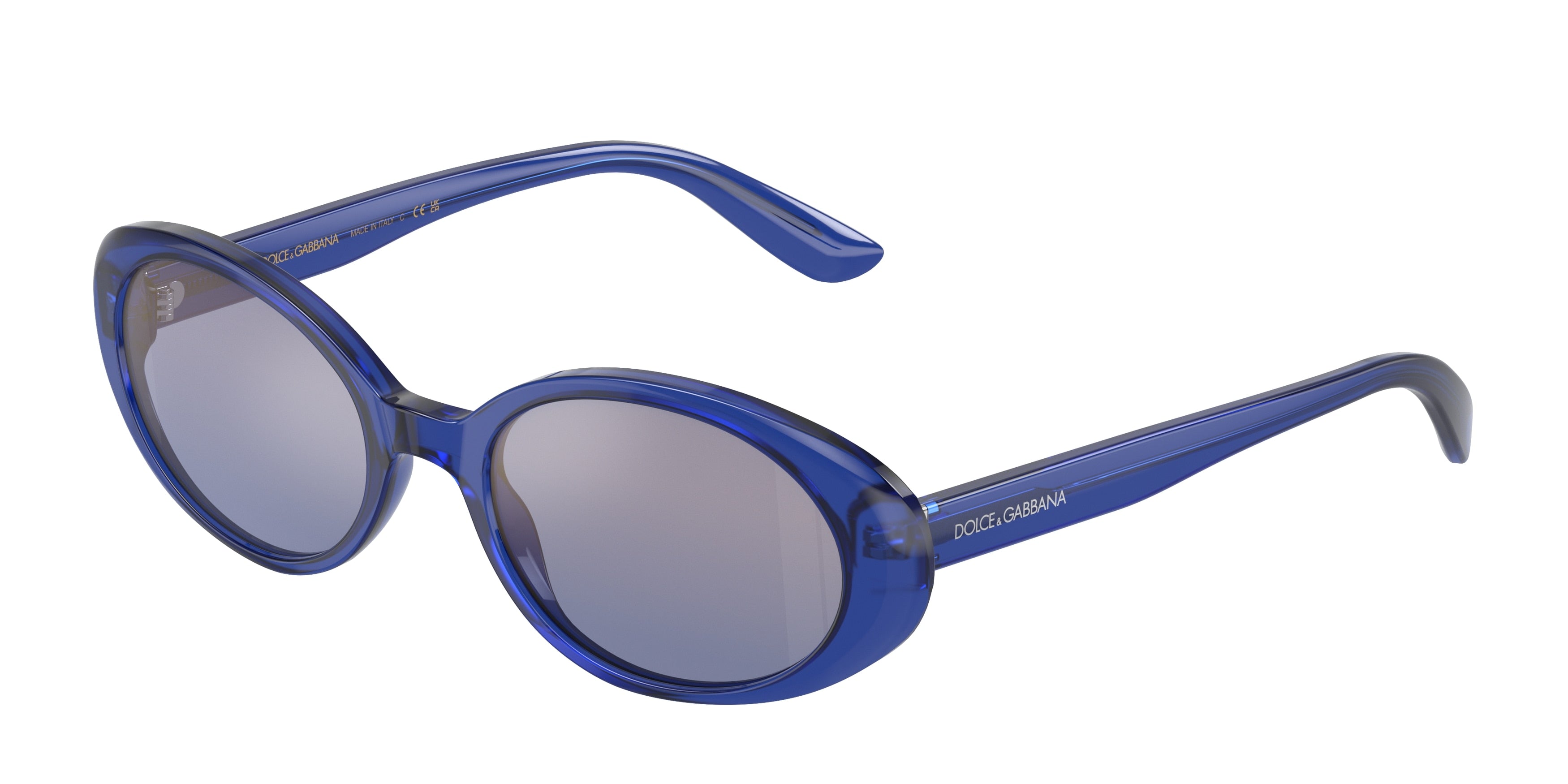 DOLCE & GABBANA DG4443 Oval Sunglasses  339833-Milky Blue 52-140-19 - Color Map Blue