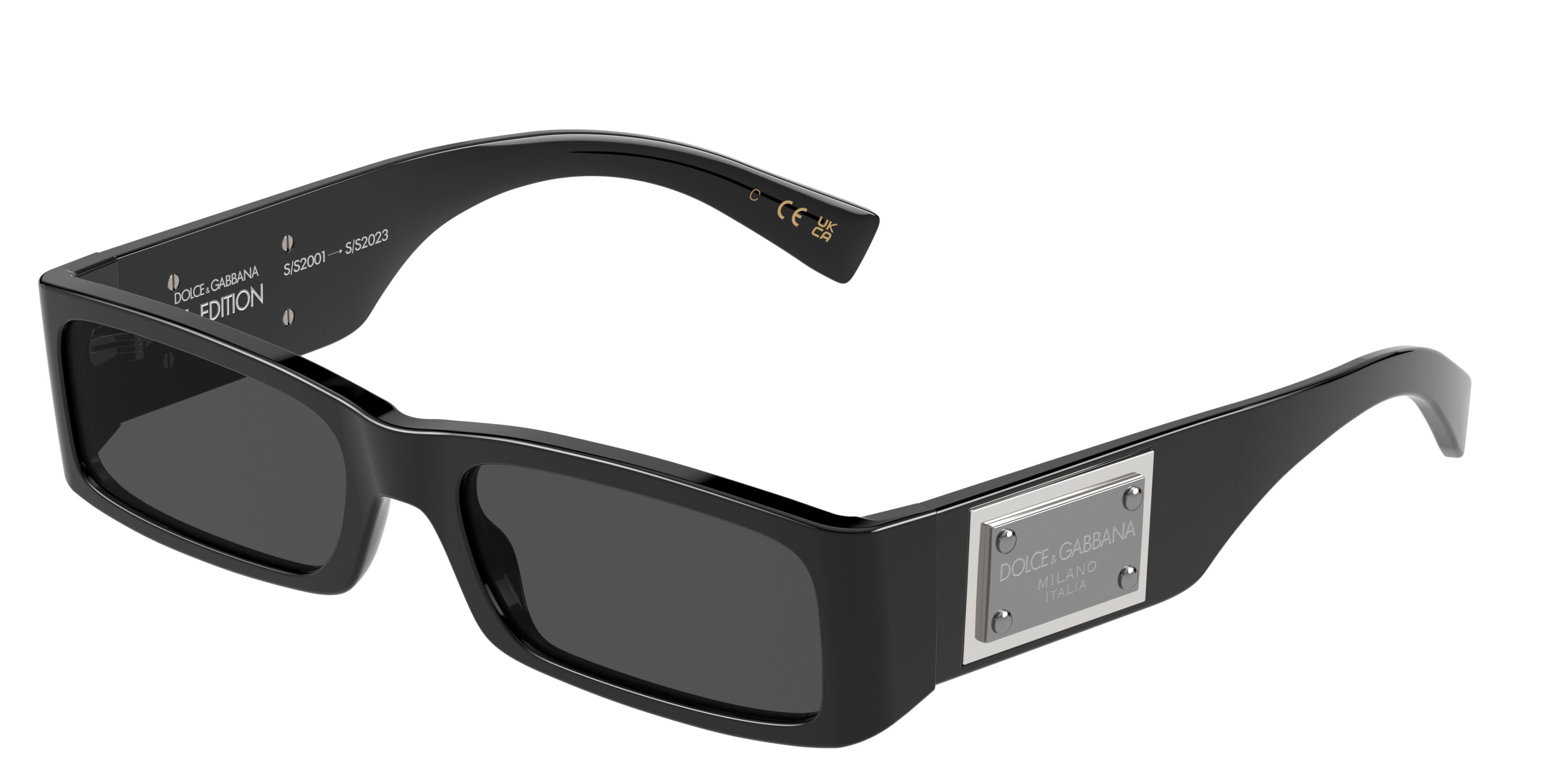 DOLCE & GABBANA DG4444 Rectangle Sunglasses  501/87-Black 55-140-18 - Color Map Black