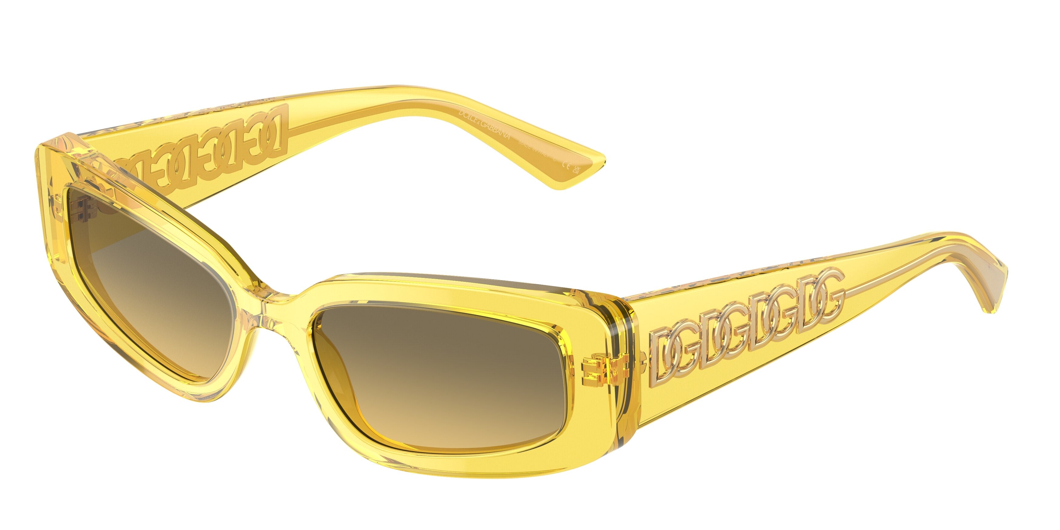 DOLCE & GABBANA DG4445 Cat Eye Sunglasses  343311-Transparent Yellow 54-145-18 - Color Map Yellow