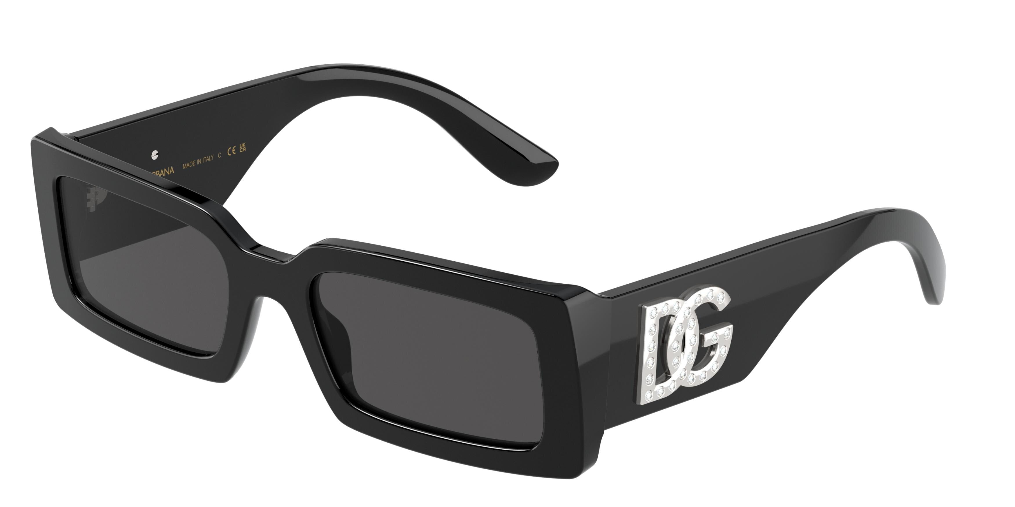 DOLCE & GABBANA DG4447B Rectangle Sunglasses  335587-Black 53-140-20 - Color Map Black