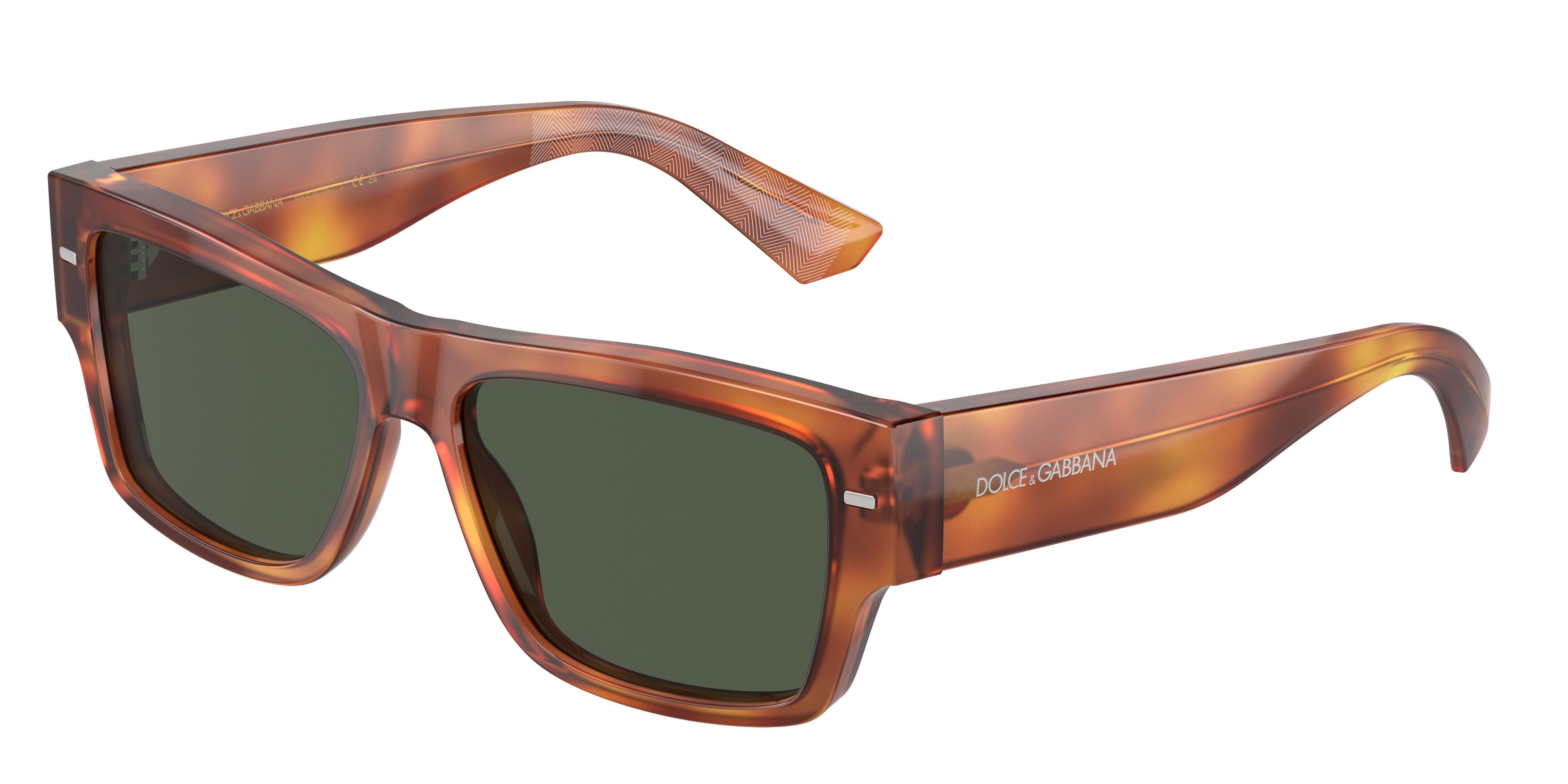 DOLCE & GABBANA DG4451F Rectangle Sunglasses  705/9A-Ginger Havana 55-145-15 - Color Map Tortoise