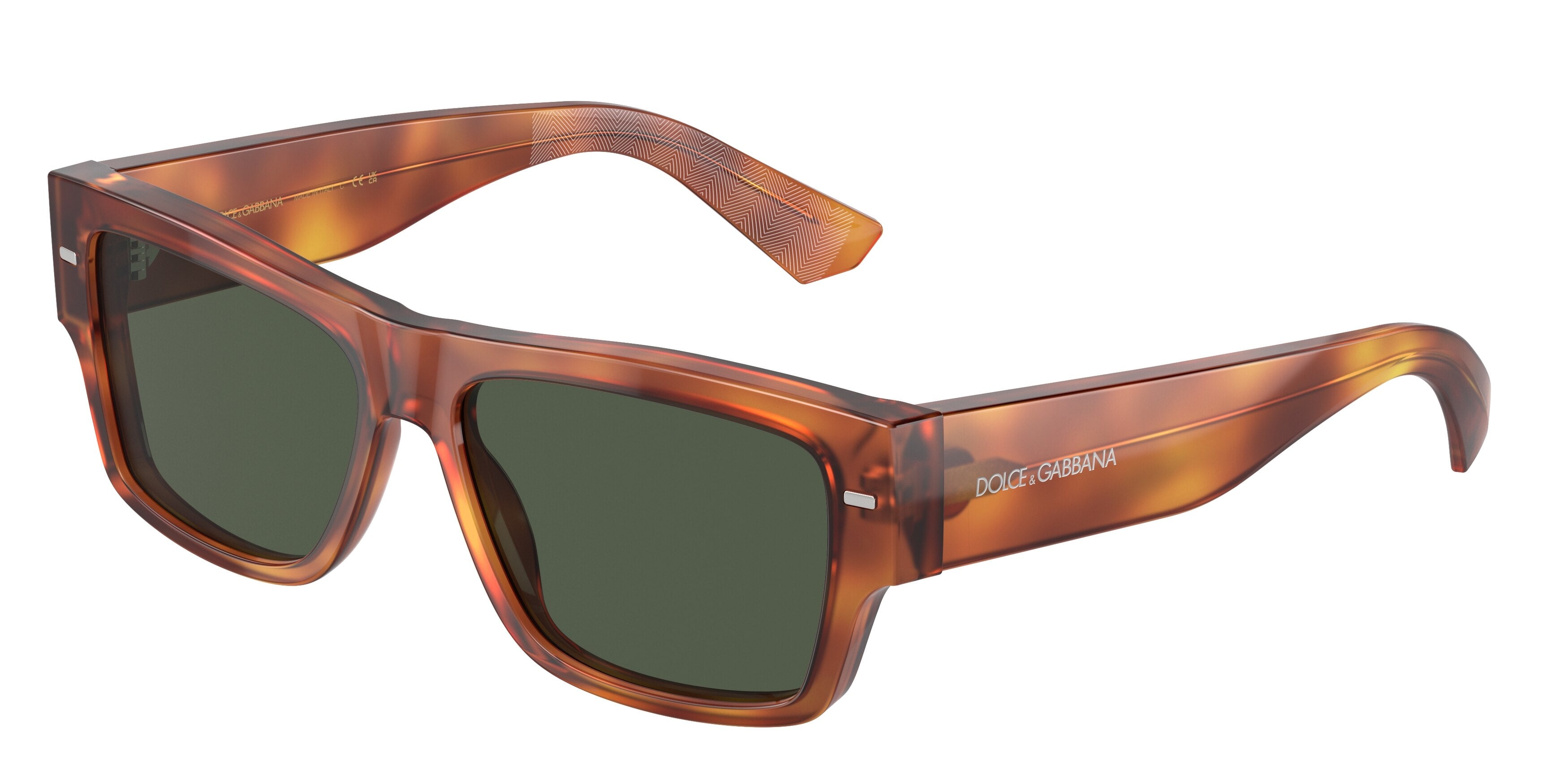 DOLCE & GABBANA DG4451 Rectangle Sunglasses  705/9A-Ginger Havana 55-145-15 - Color Map Tortoise