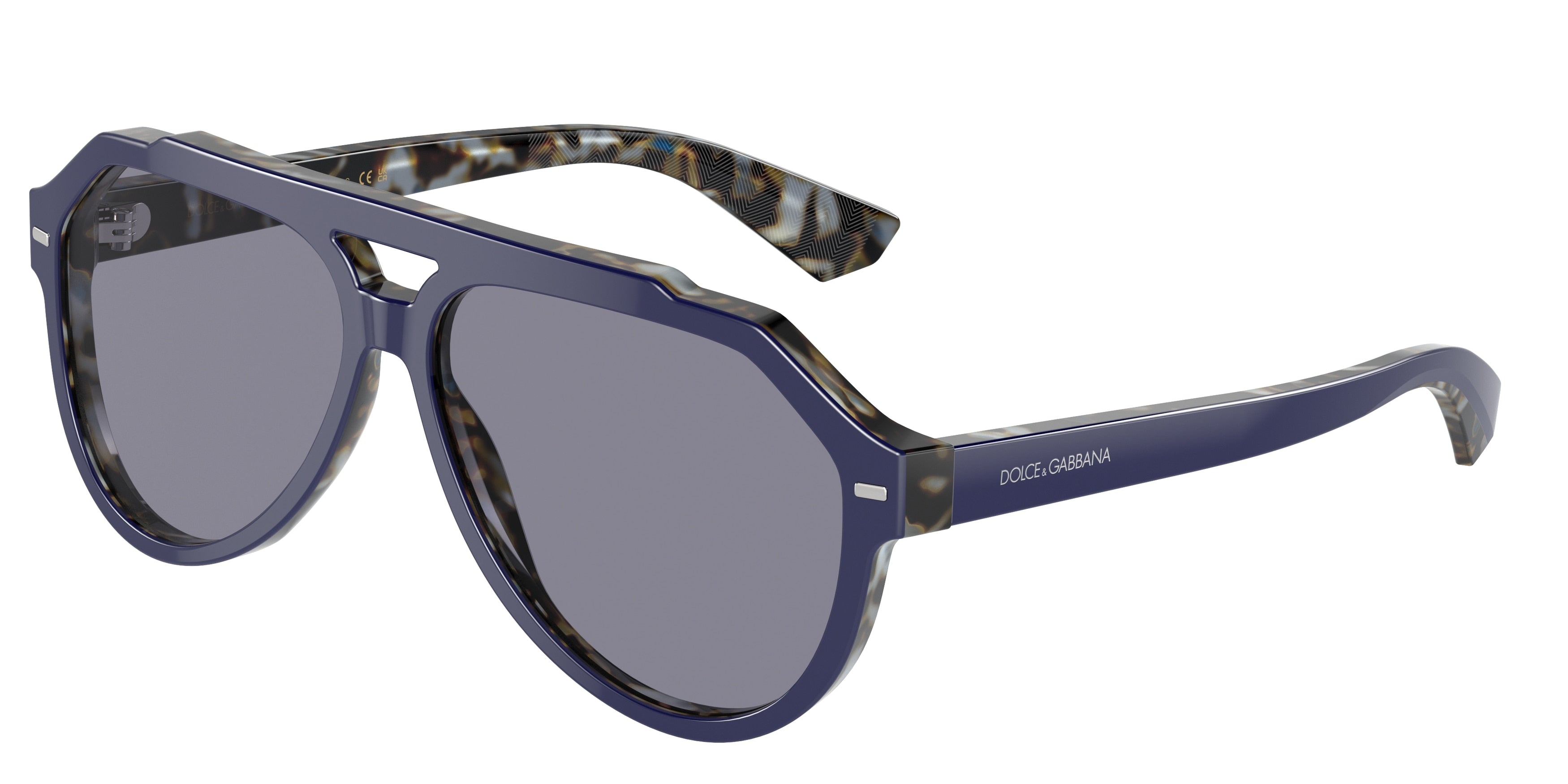 DOLCE & GABBANA DG4452 Pilot Sunglasses  3423/1-Blue On Blue Havana 60-145-13 - Color Map Blue