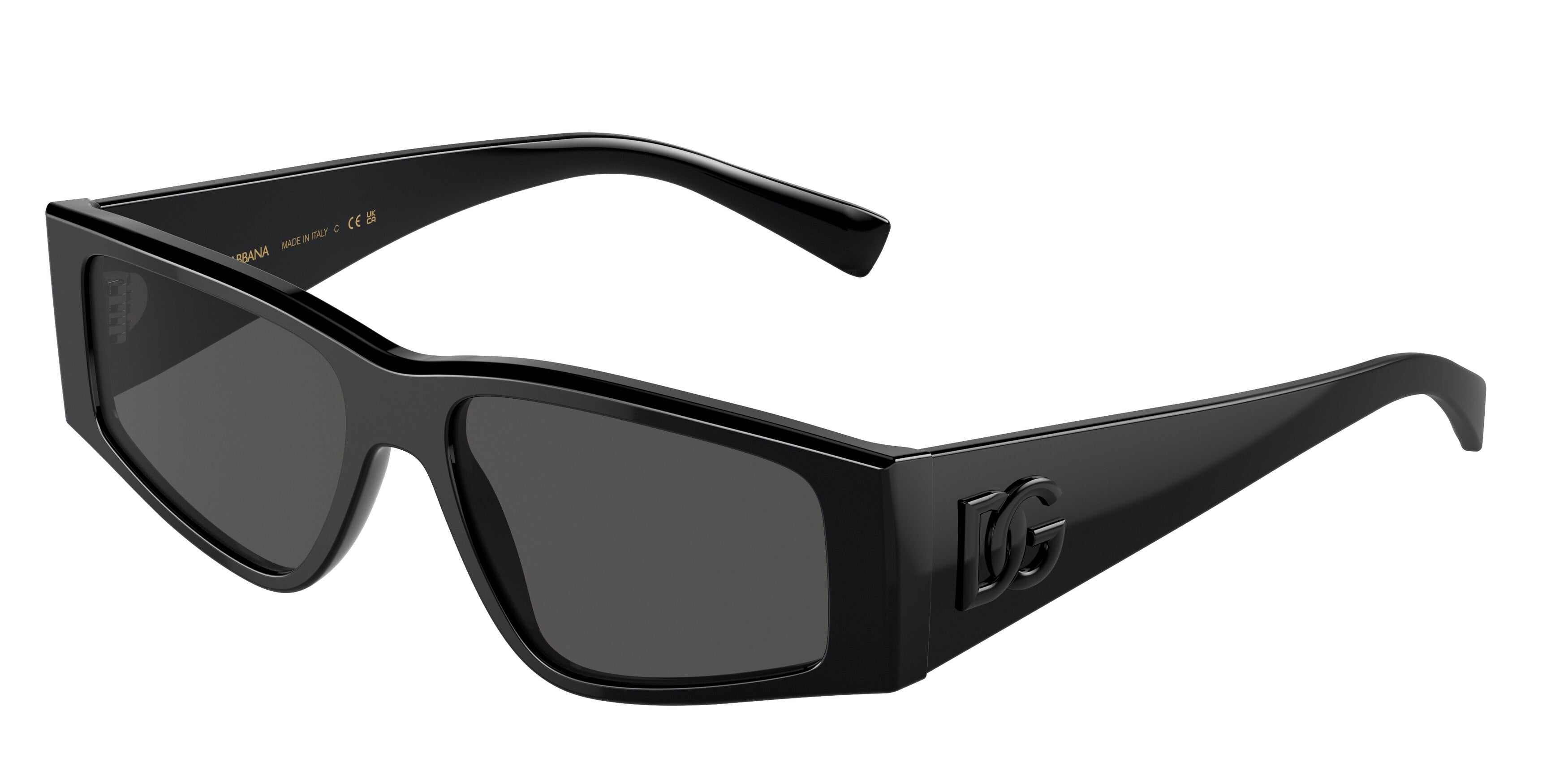 DOLCE & GABBANA DG4453F Rectangle Sunglasses  501/87-Black 55-145-16 - Color Map Black