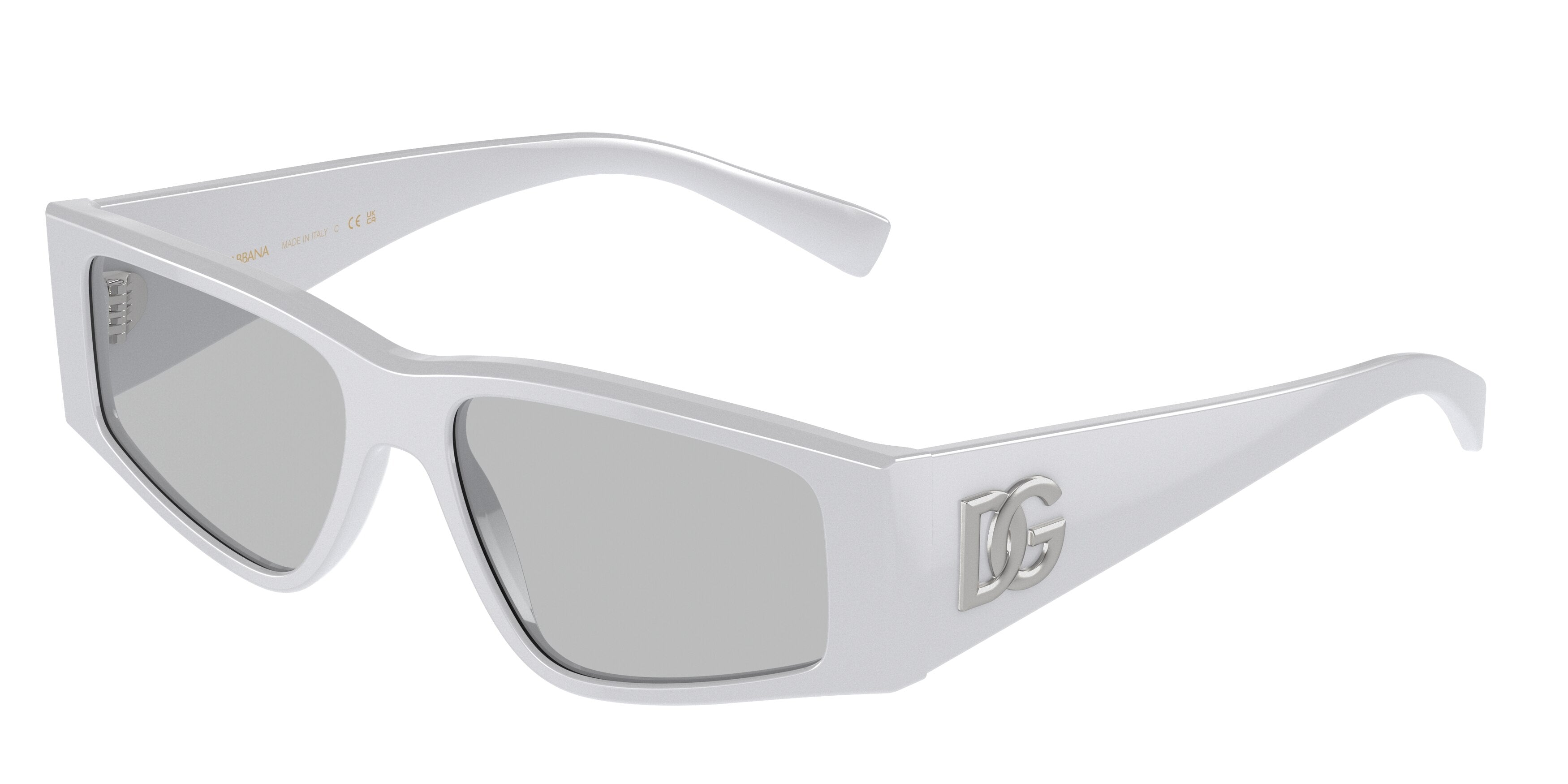 DOLCE & GABBANA DG4453 Rectangle Sunglasses  341887-Light Grey 55-145-16 - Color Map Grey