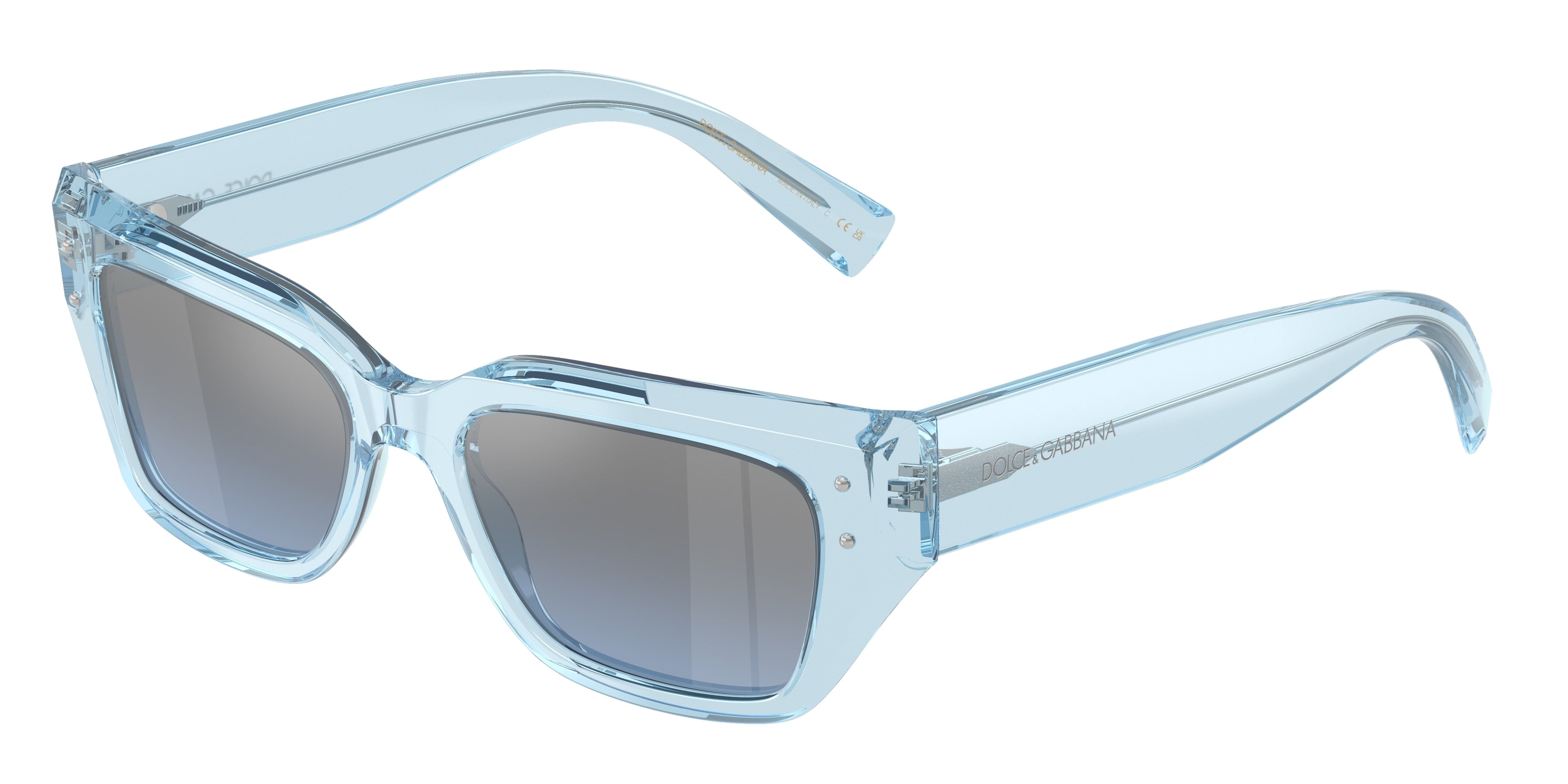 DOLCE & GABBANA DG4462F Cat Eye Sunglasses  33227C-Transparent Blue 52-145-18 - Color Map Blue