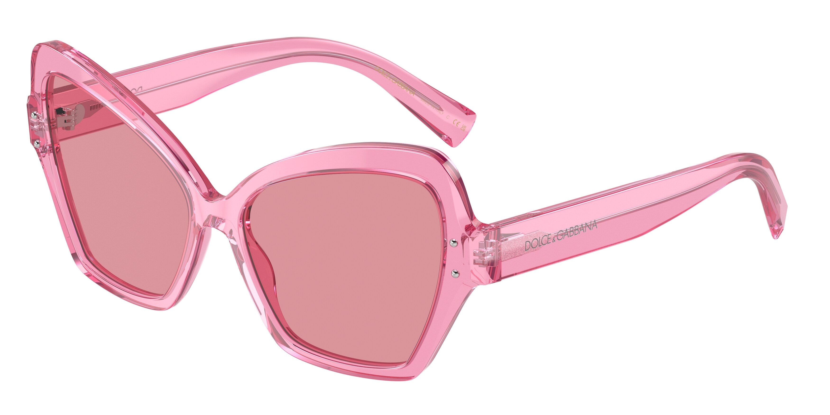 DOLCE & GABBANA DG4463 Butterfly Sunglasses  314830-Transparent Pink 56-145-15 - Color Map Pink