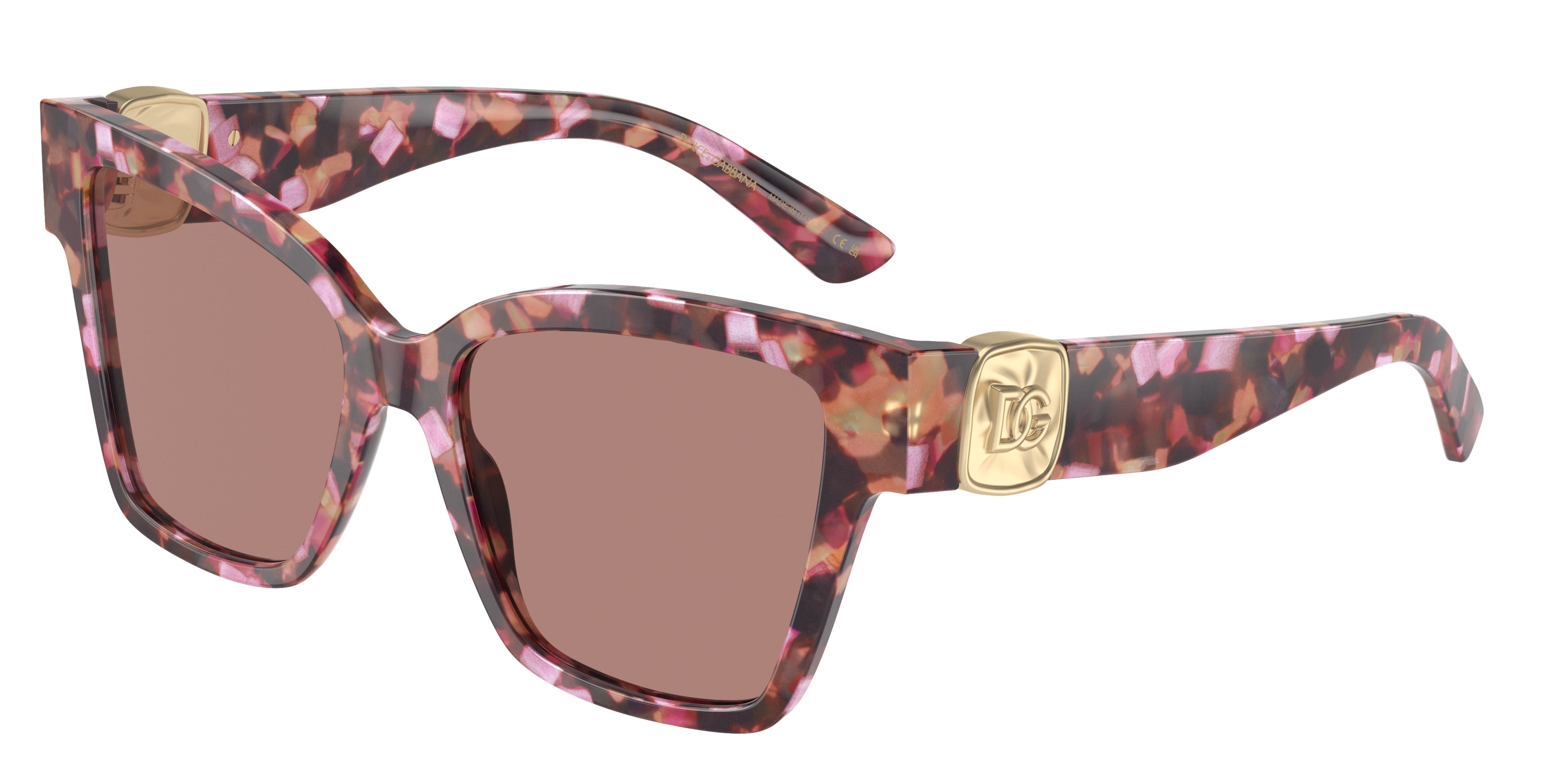 DOLCE & GABBANA DG4470 Square Sunglasses  344073-Havana Pink Pearl 54-145-17 - Color Map Pink