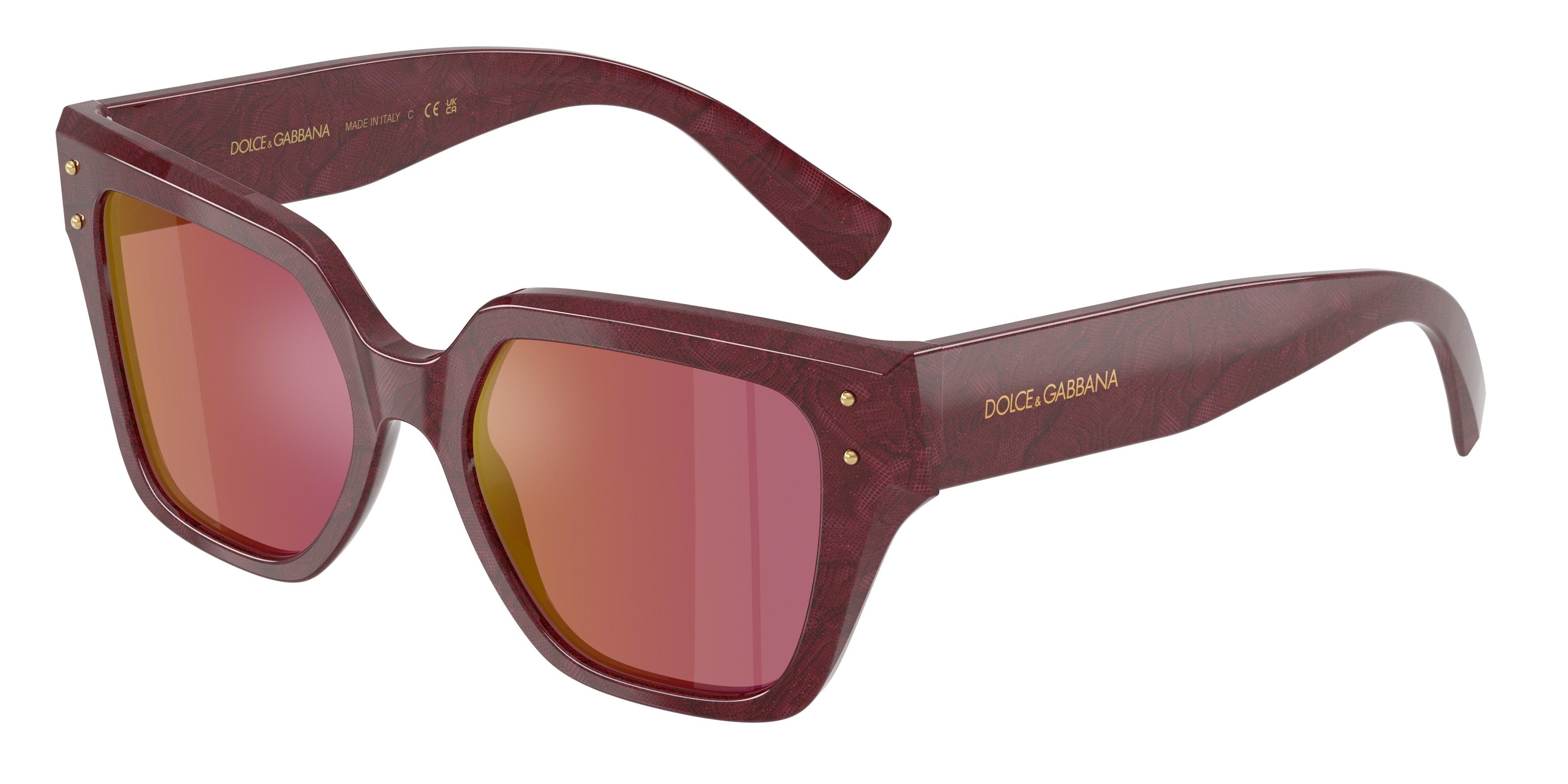 DOLCE & GABBANA DG4471 Square Sunglasses  3442D0-Bordeaux Lace 52-145-18 - Color Map Multicolor