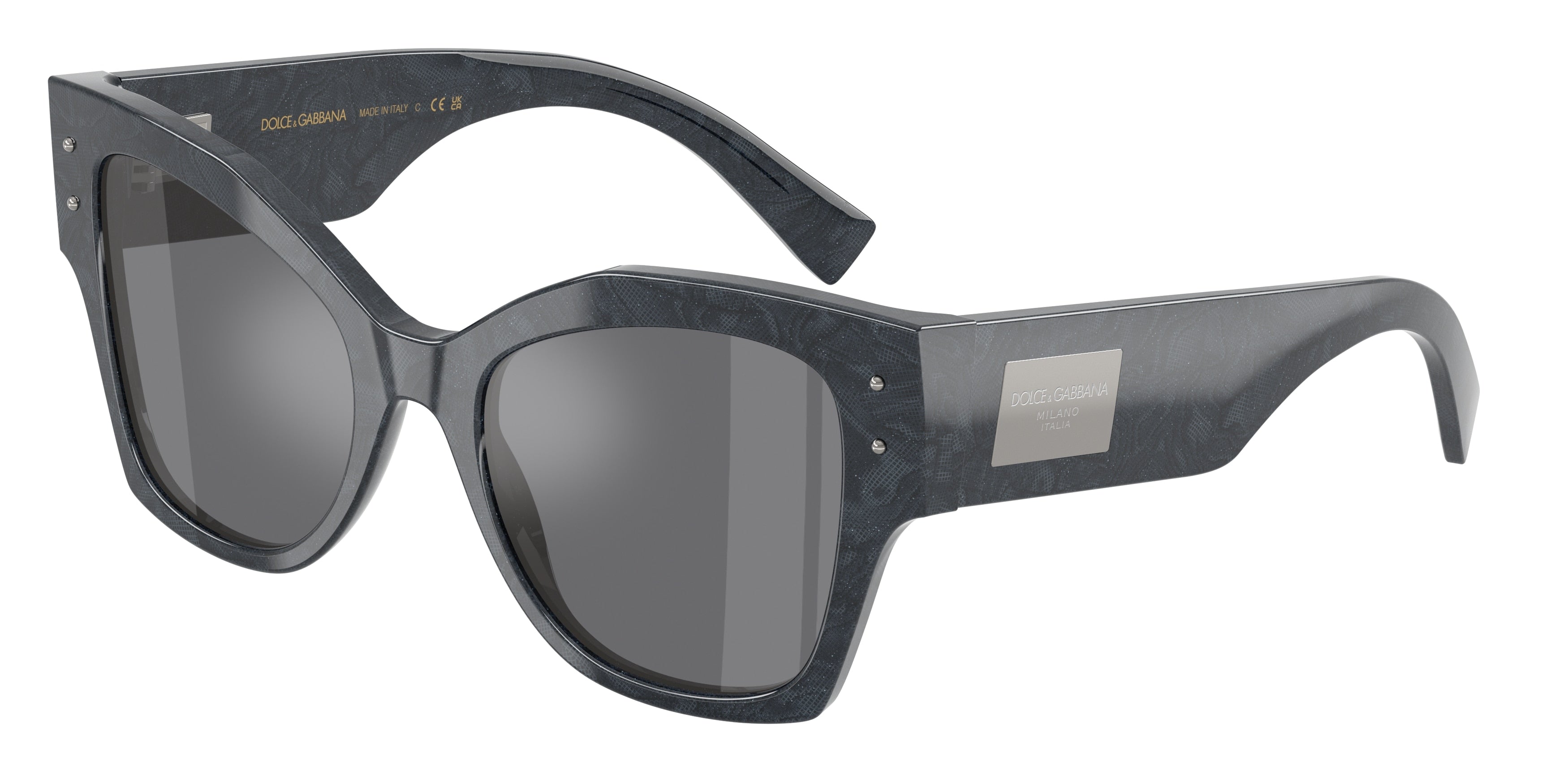DOLCE & GABBANA DG4478F Cat Eye Sunglasses  34416V-Grey Lace 53-140-20 - Color Map Multicolor