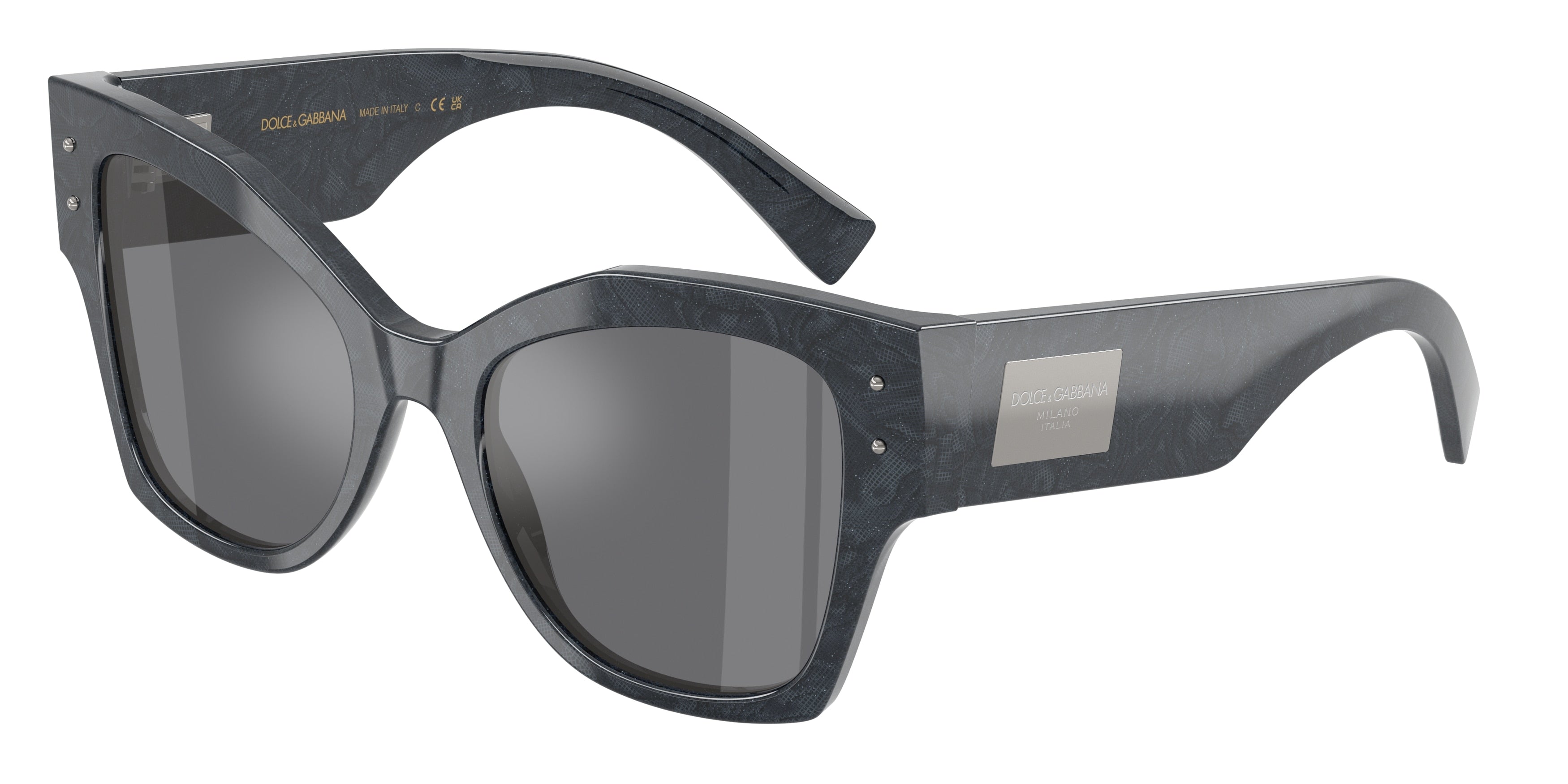 DOLCE & GABBANA DG4478 Cat Eye Sunglasses  34416V-Grey Lace 53-140-20 - Color Map Multicolor