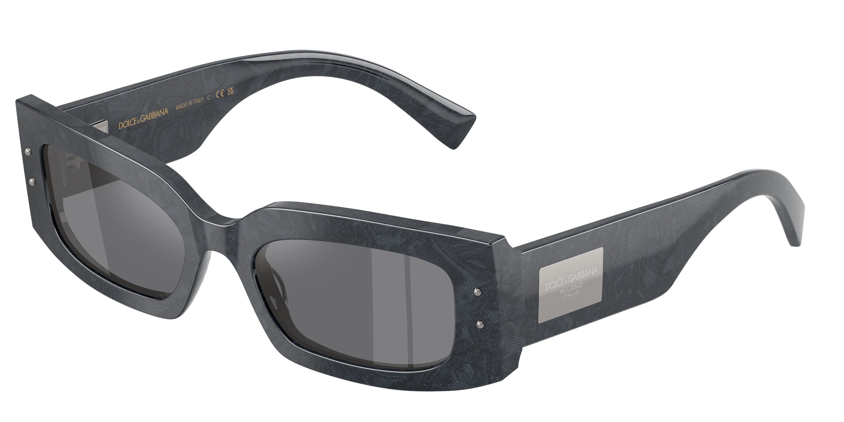 DOLCE & GABBANA DG4479F Rectangle Sunglasses  34416V-Grey Lace 55-140-20 - Color Map Multicolor