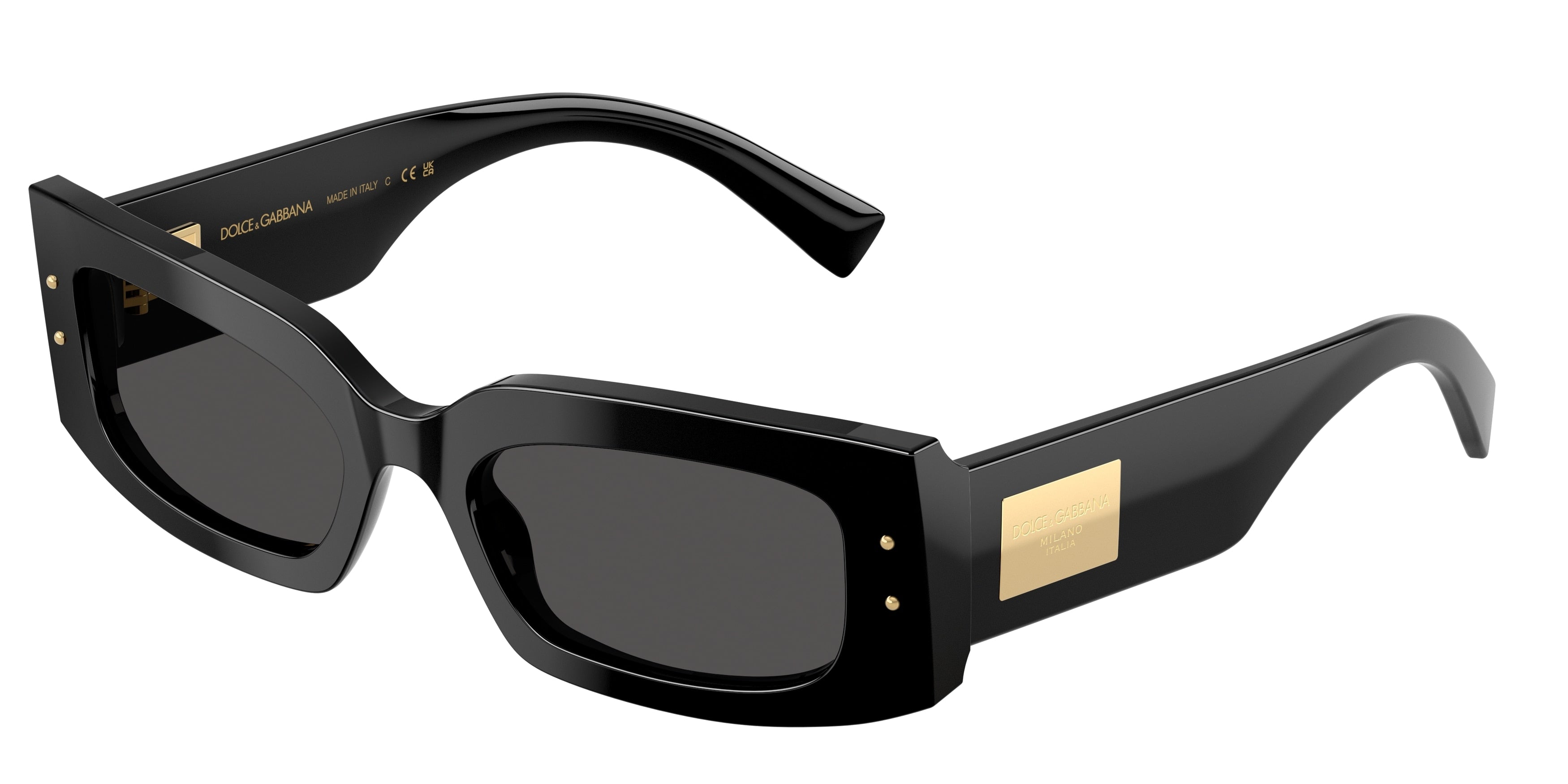 DOLCE & GABBANA DG4479F Rectangle Sunglasses  501/87-Black 55-140-20 - Color Map Black