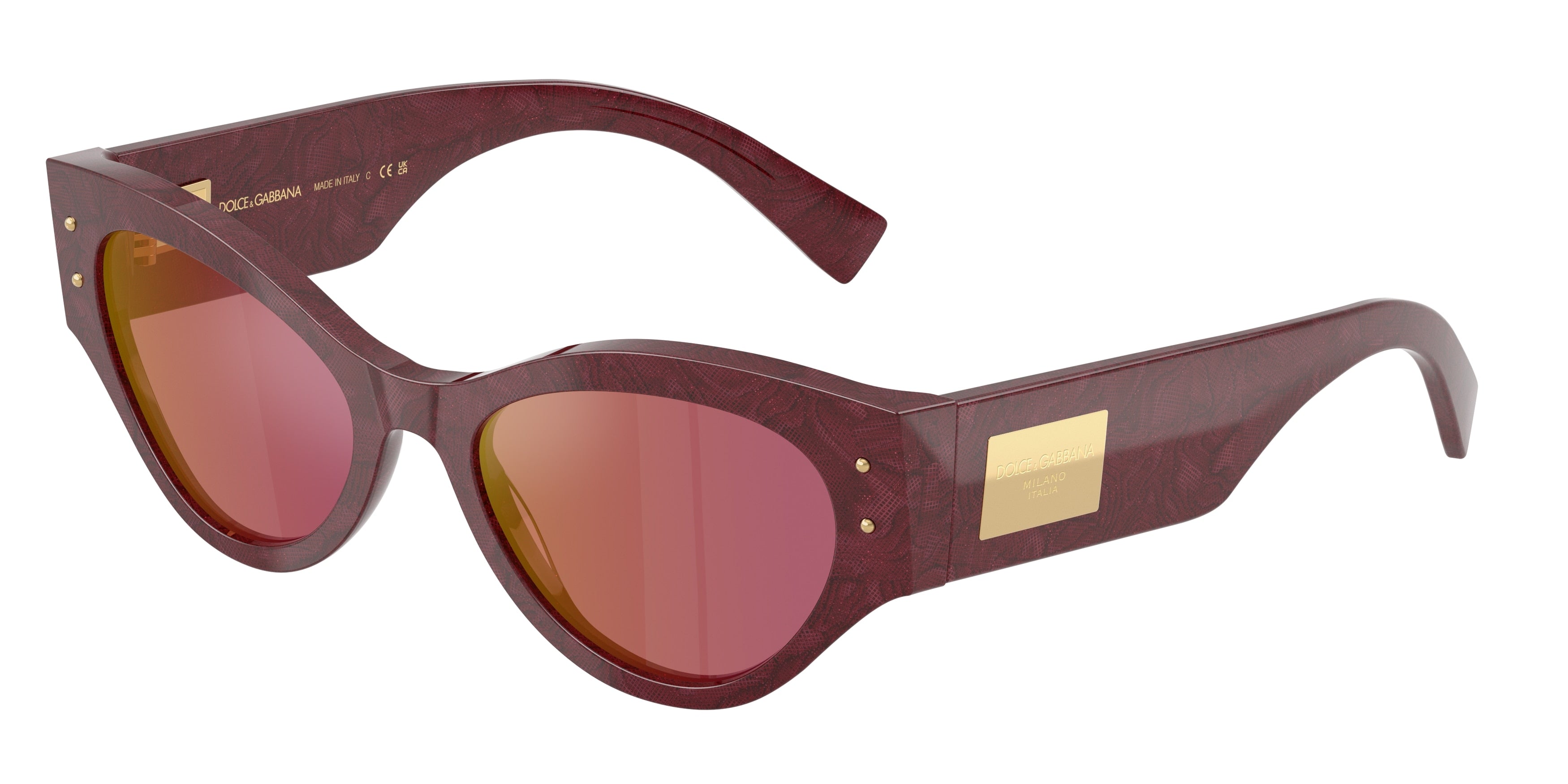DOLCE & GABBANA DG4480F Butterfly Sunglasses  3442D0-Bordeaux Lace 53-140-19 - Color Map Multicolor