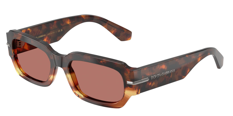 DOLCE & GABBANA DG4485 Rectangle Sunglasses  3438M6-Havana Warm Brown 54-145-19 - Color Map Brown