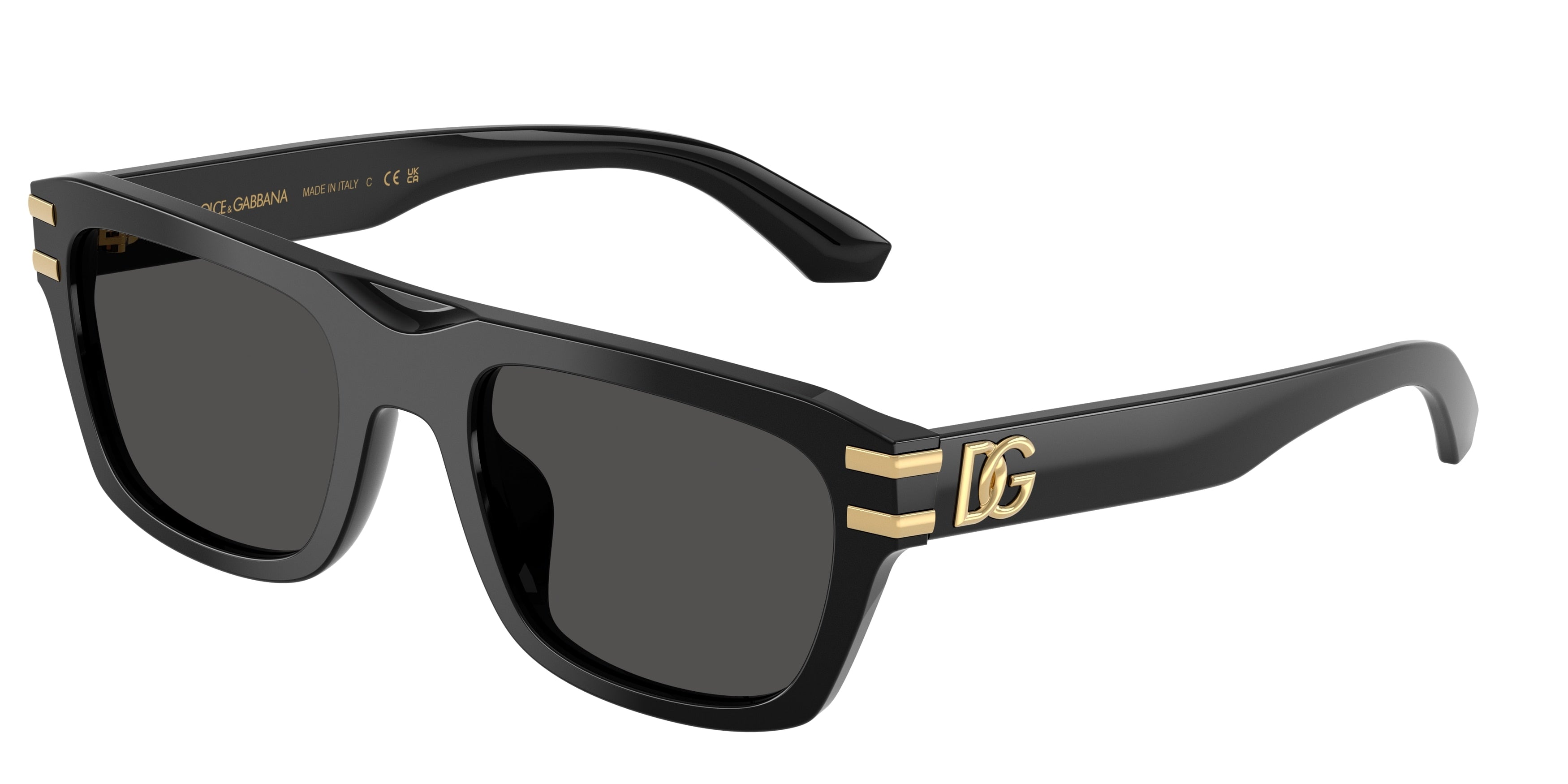 DOLCE & GABBANA DG4496 Rectangle Sunglasses  501/87-Black 54-145-21 - Color Map Black