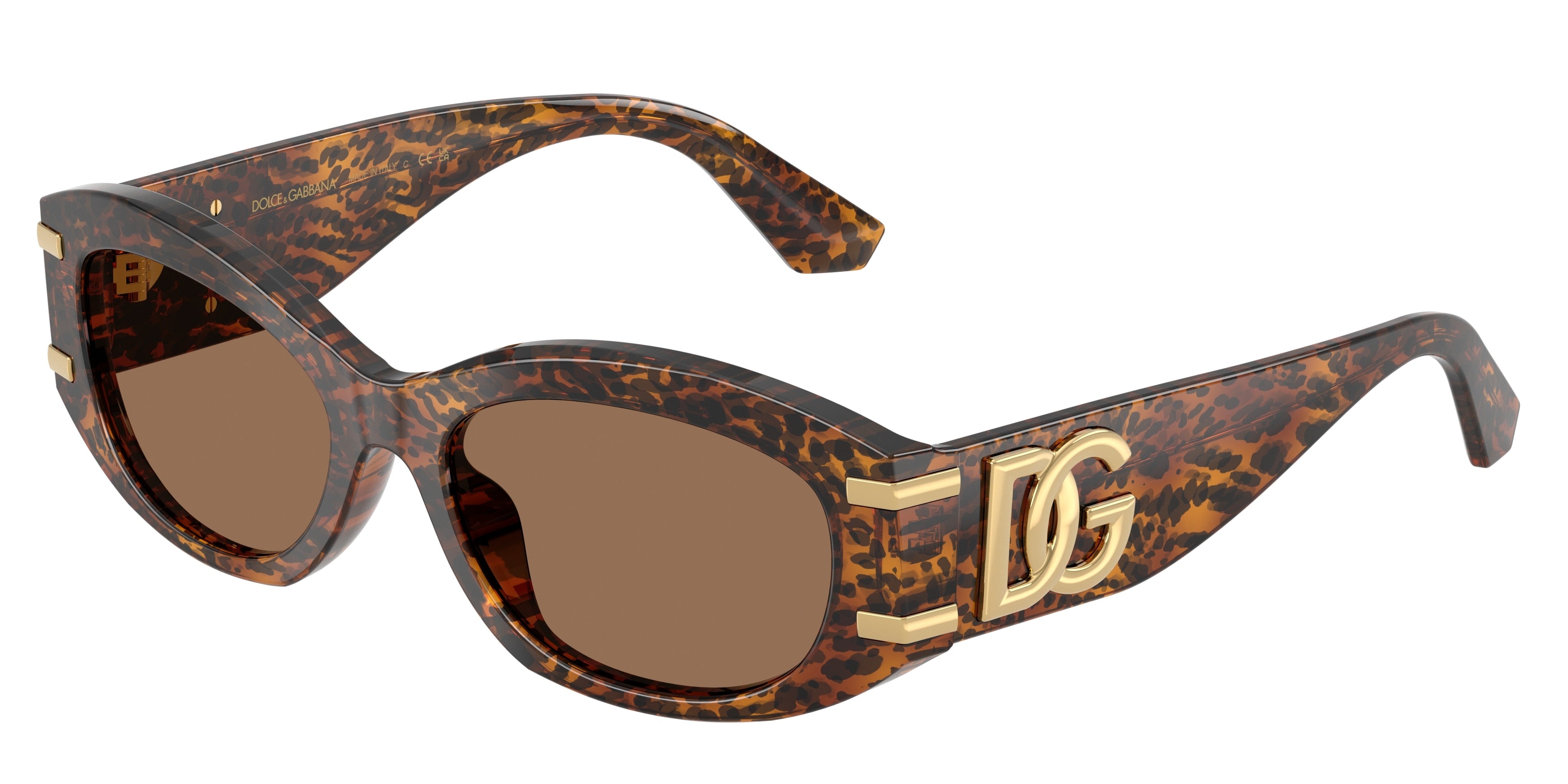 DOLCE & GABBANA DG4502 Oval Sunglasses  347073-Leo Transparent 55-145-18 - Color Map Brown