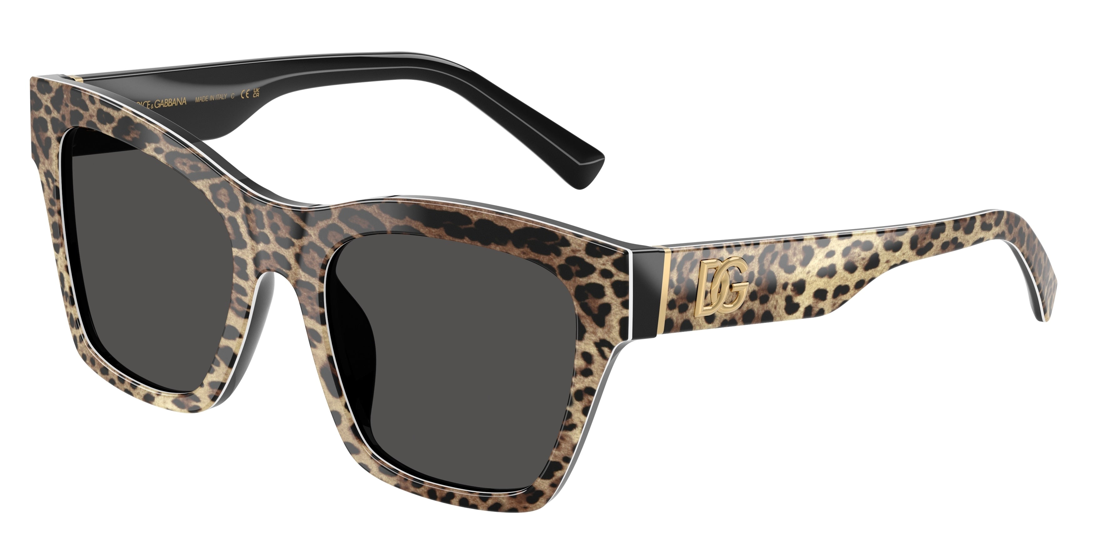 DOLCE & GABBANA DG4512 Square Sunglasses  316387-Leo Brown On Black 53-145-20 - Color Map Brown