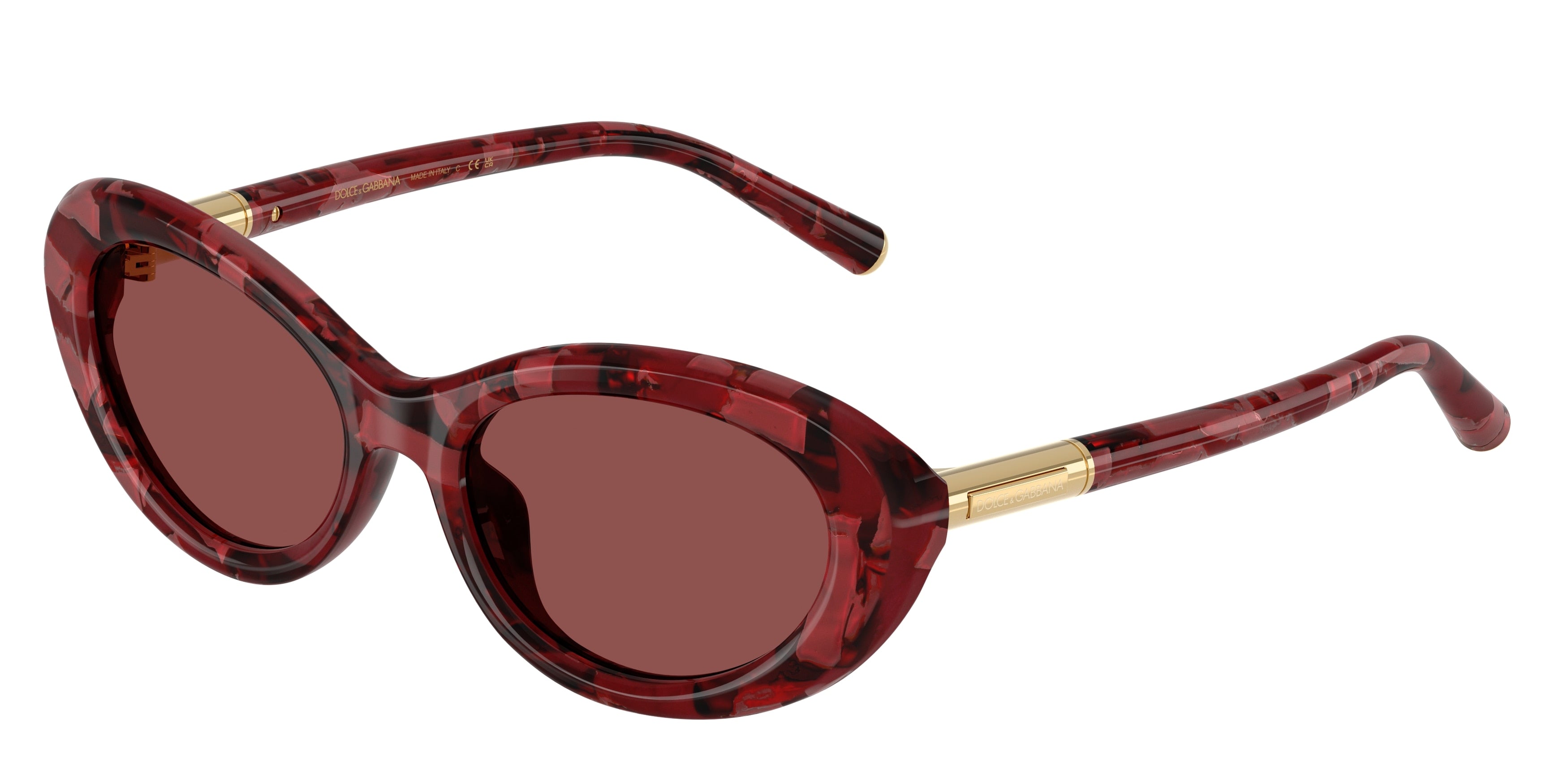 DOLCE & GABBANA DG4519 Oval Sunglasses  346375-Pearl Havana Red 54-145-18 - Color Map Red