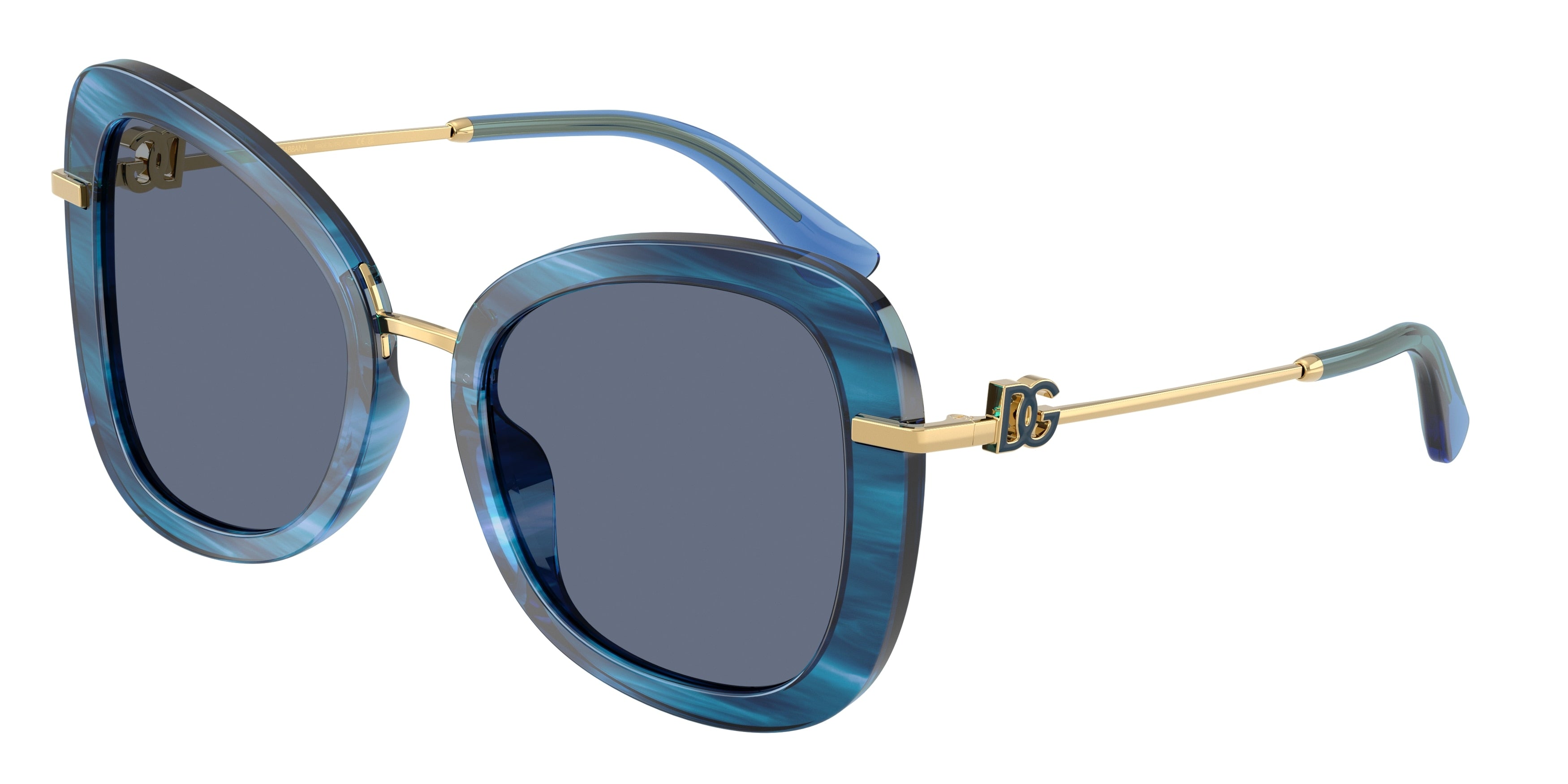 DOLCE & GABBANA DG4535 Butterfly Sunglasses  347272-Striped Blue 53-145-21 - Color Map Blue