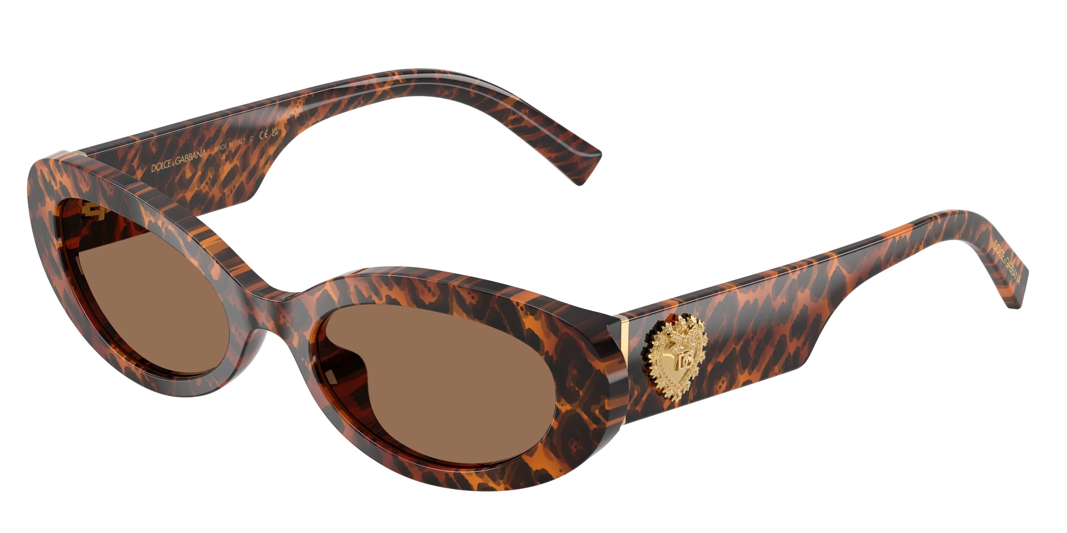 DOLCE & GABBANA DG4537 Oval Sunglasses  347073-Leo Transparent 53-145-19 - Color Map Brown