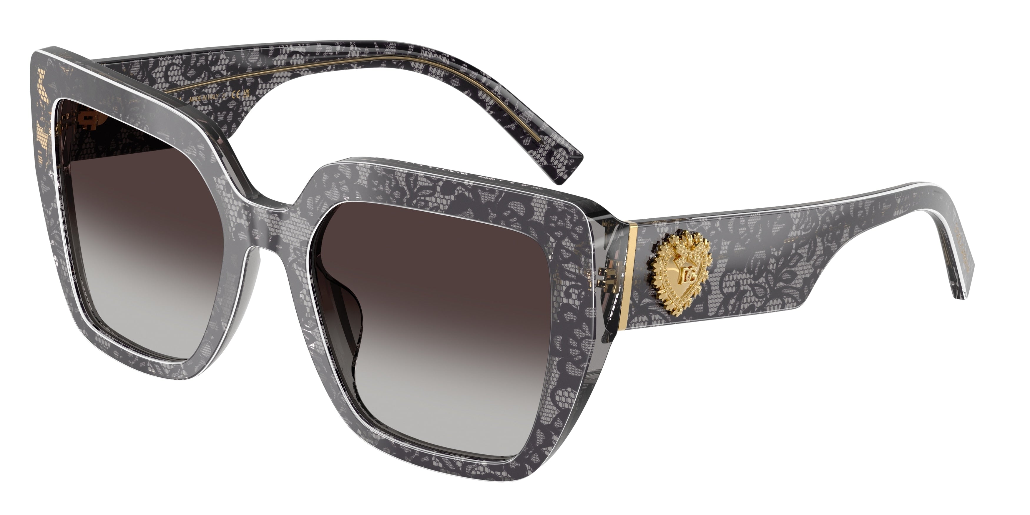DOLCE & GABBANA DG4538 Square Sunglasses  34718G-Print Black Lace 54-145-20 - Color Map Grey