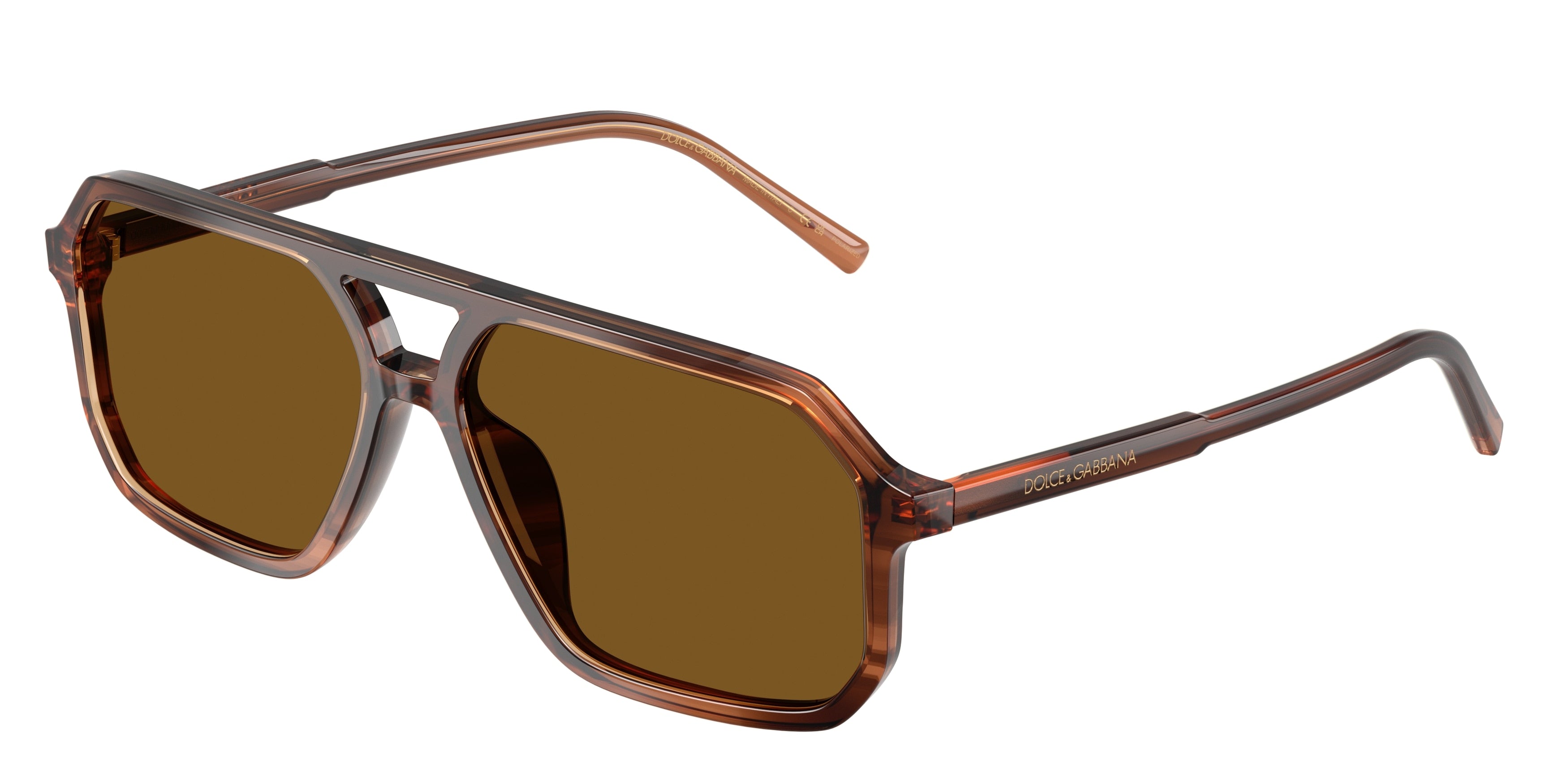 DOLCE & GABBANA DG4541 Pilot Sunglasses  348183-Brown On Striped Brown 59-145-15 - Color Map Brown