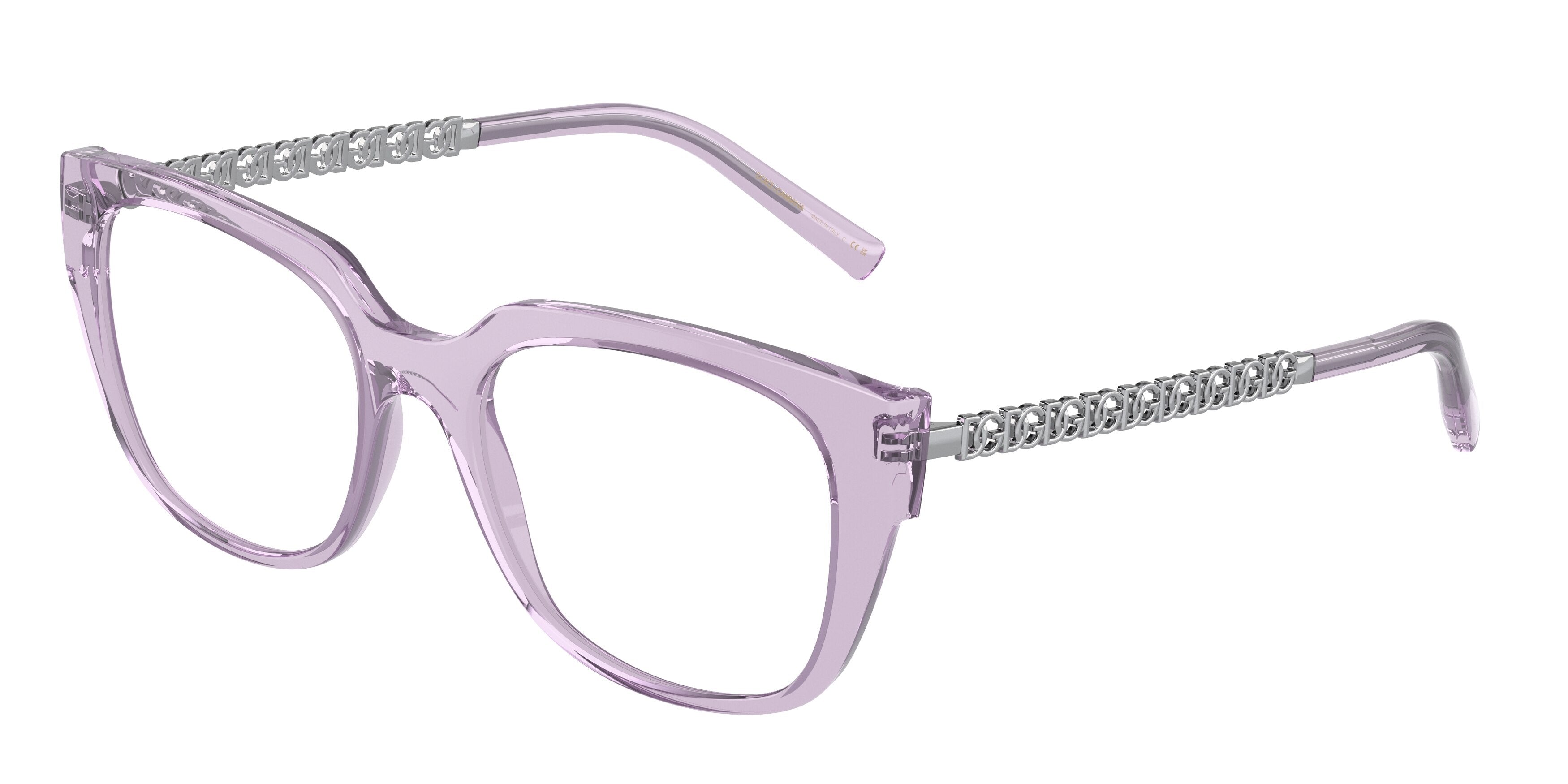 DOLCE & GABBANA DG5087 Square Eyeglasses  3382-Lillac Transparent 52-140-18 - Color Map Violet