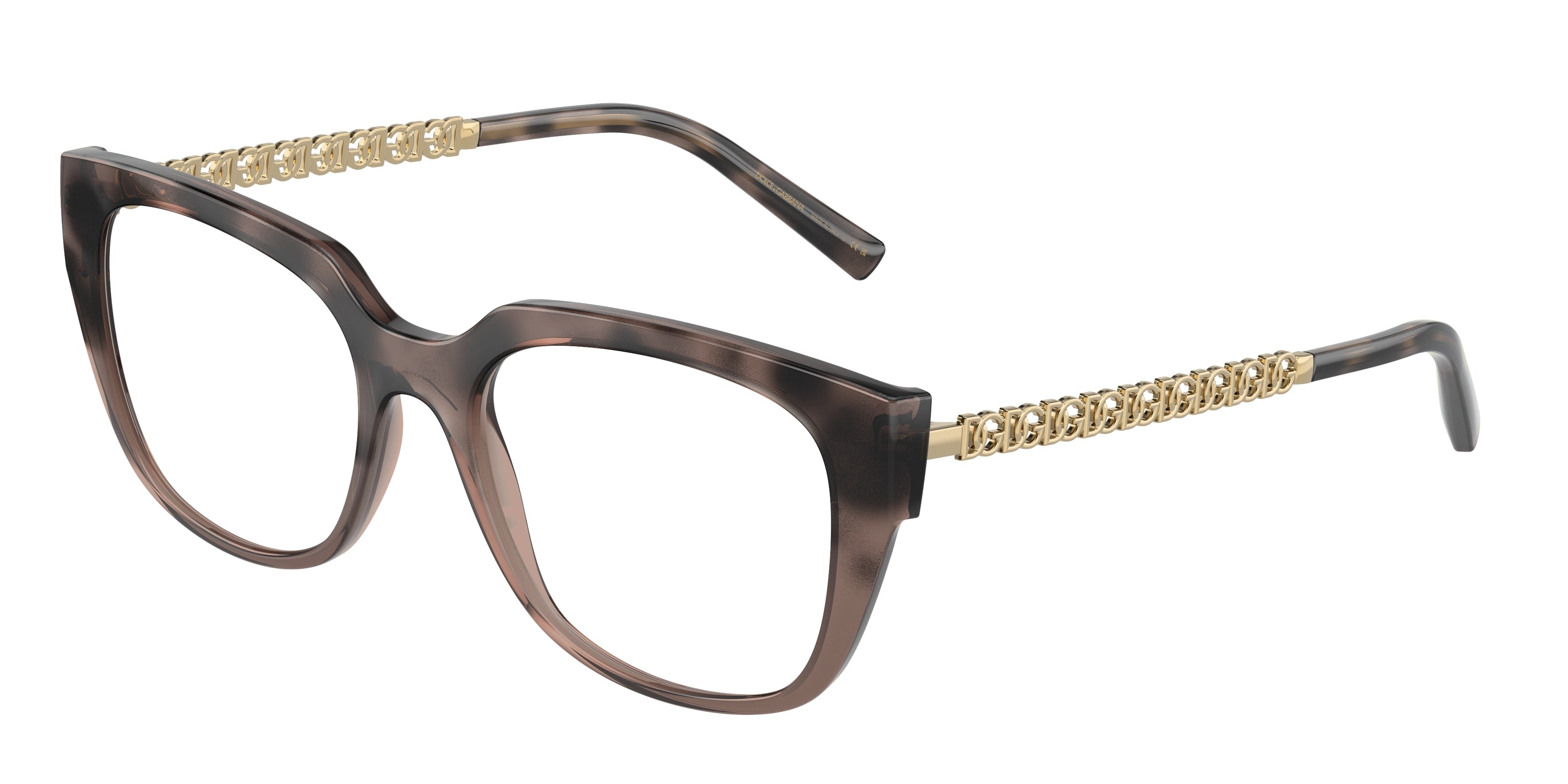 DOLCE & GABBANA DG5087 Square Eyeglasses  3386-Gradient Havana 52-140-18 - Color Map Gold