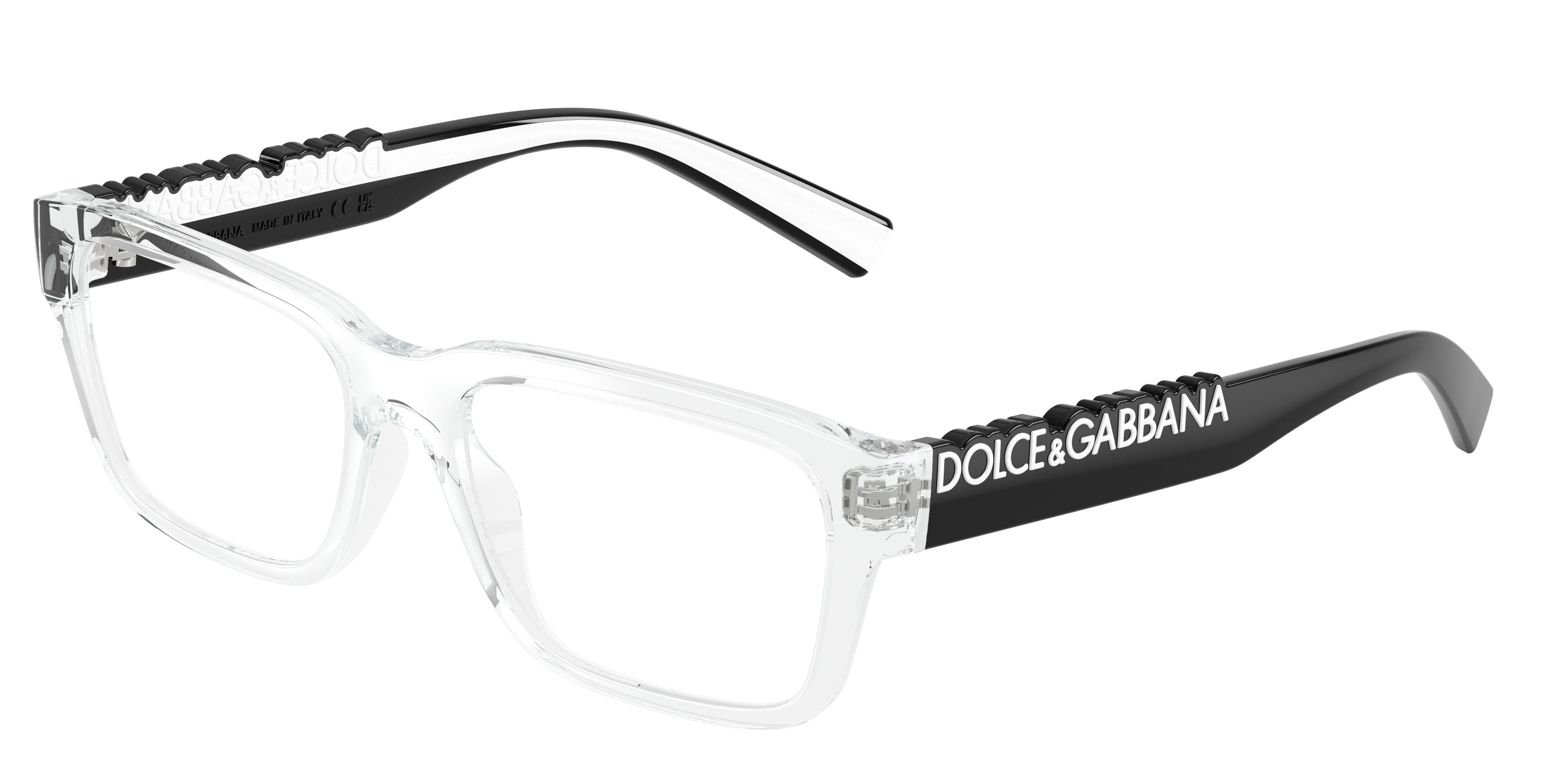 DOLCE & GABBANA DG5112 Rectangle Eyeglasses  3133-Crystal 55-145-17 - Color Map Transparent