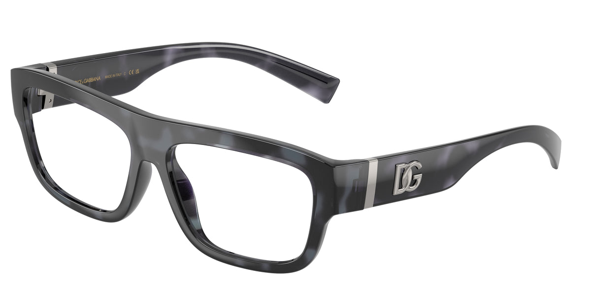 DOLCE & GABBANA DG5114 Rectangle Eyeglasses  3443-Blue Havana 57-145-15 - Color Map Blue