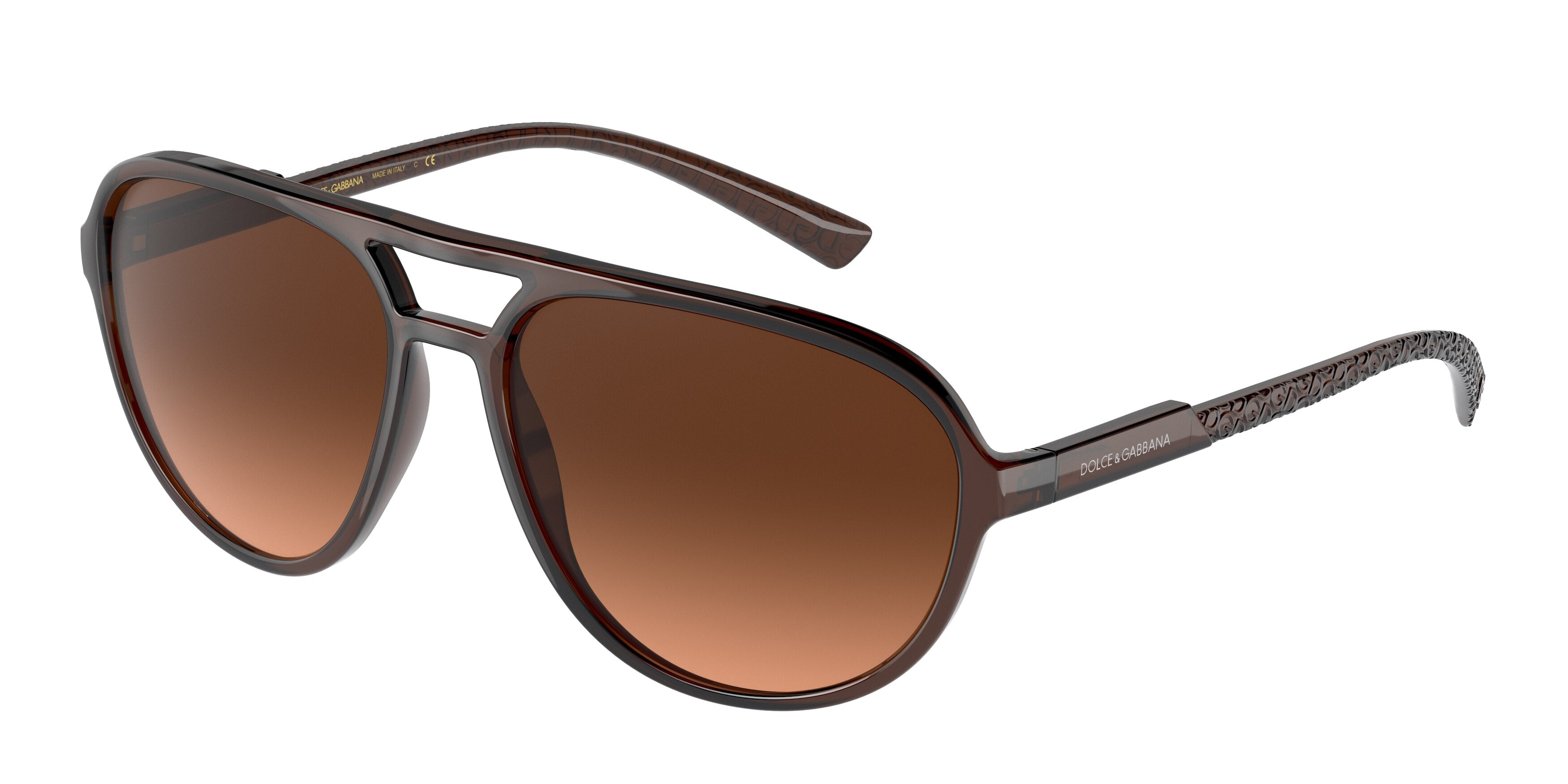 DOLCE & GABBANA DG6150 Pilot Sunglasses  329578-Transparent Tobacco 59-145-17 - Color Map Brown