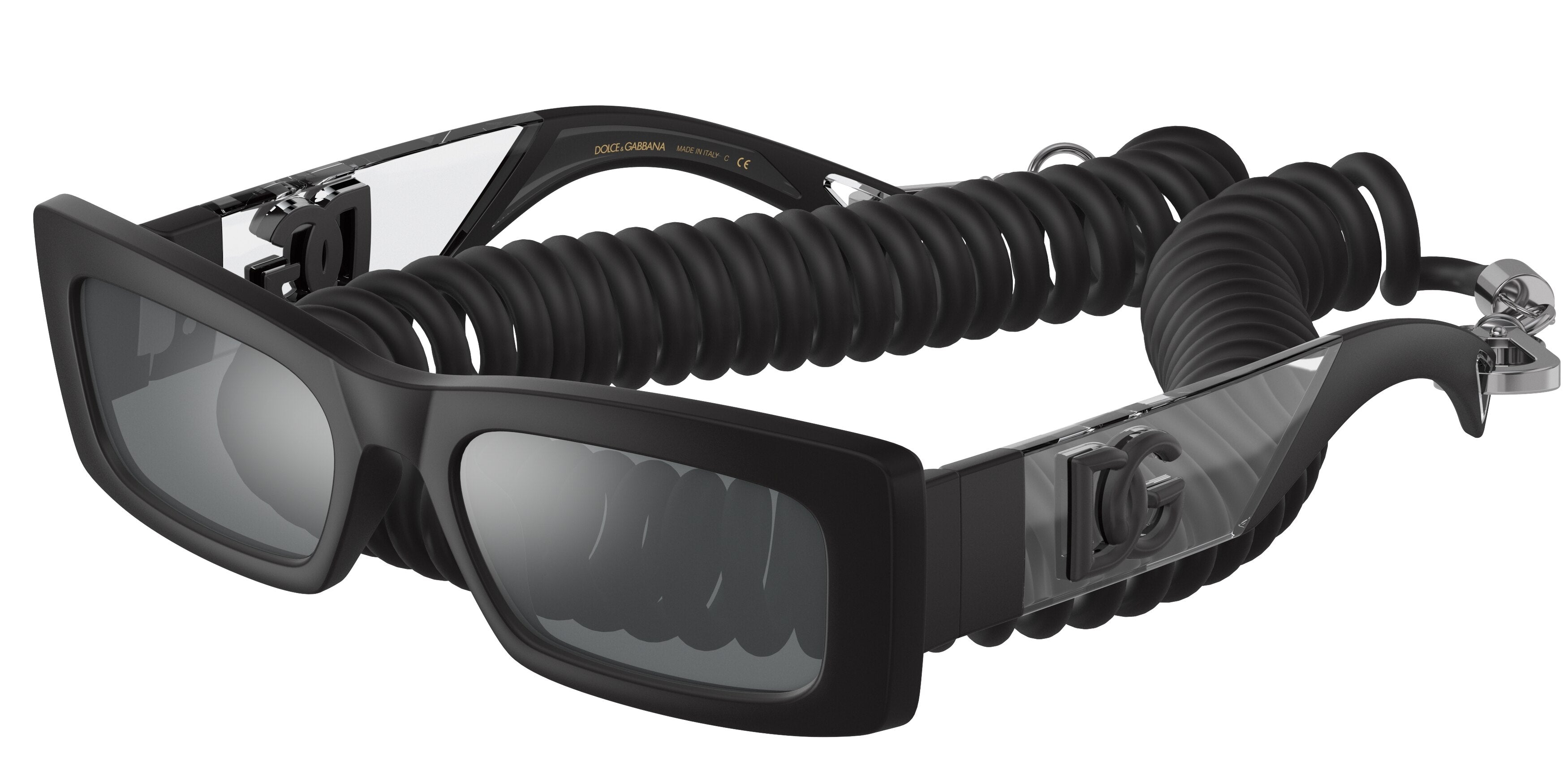 DOLCE & GABBANA DG6173 Rectangle Sunglasses  25256G-Black Rubber 54-145-19 - Color Map Black