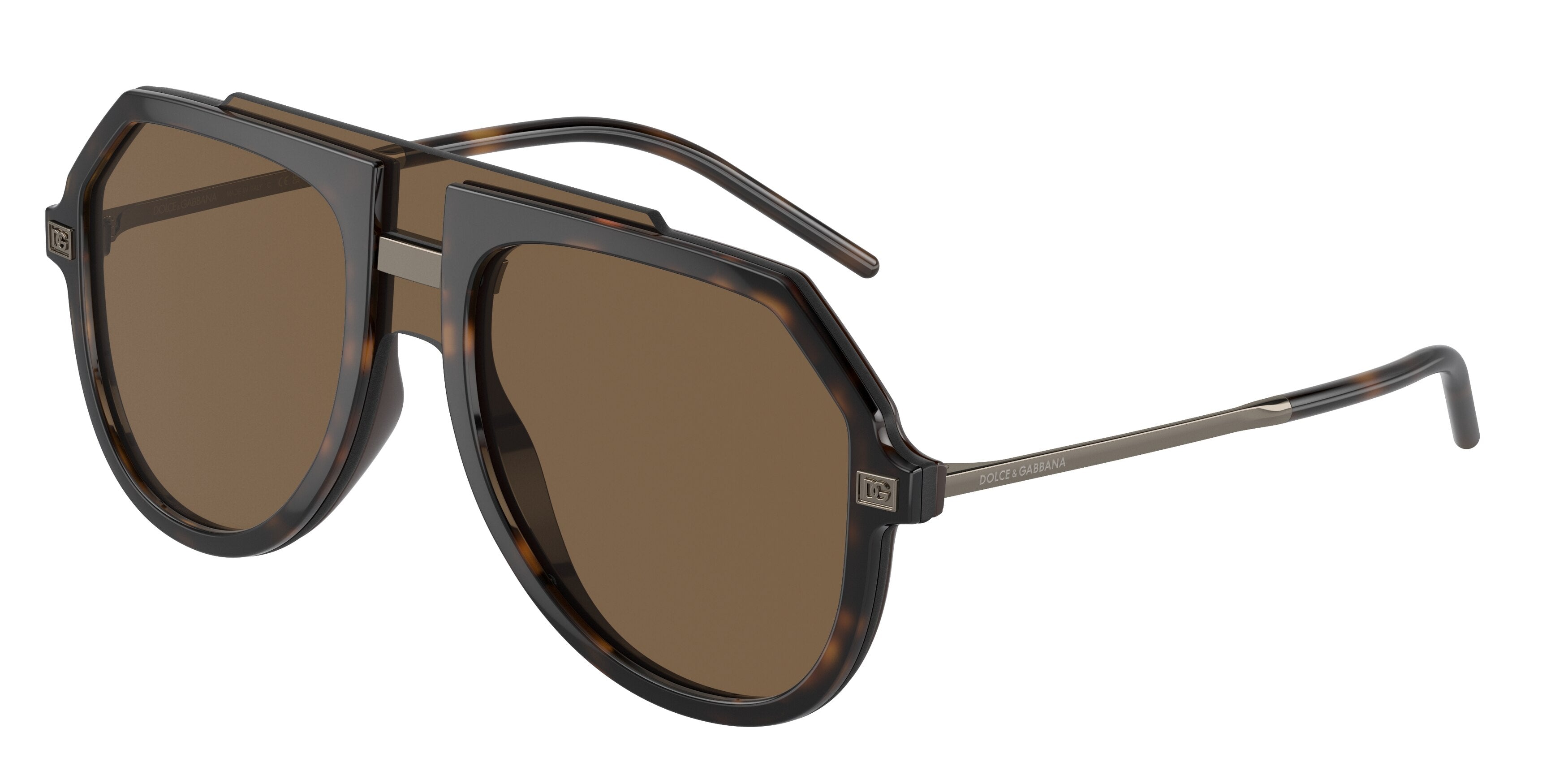 DOLCE & GABBANA DG6195 Pilot Sunglasses  502/73-Havana 0-145-145 - Color Map Tortoise