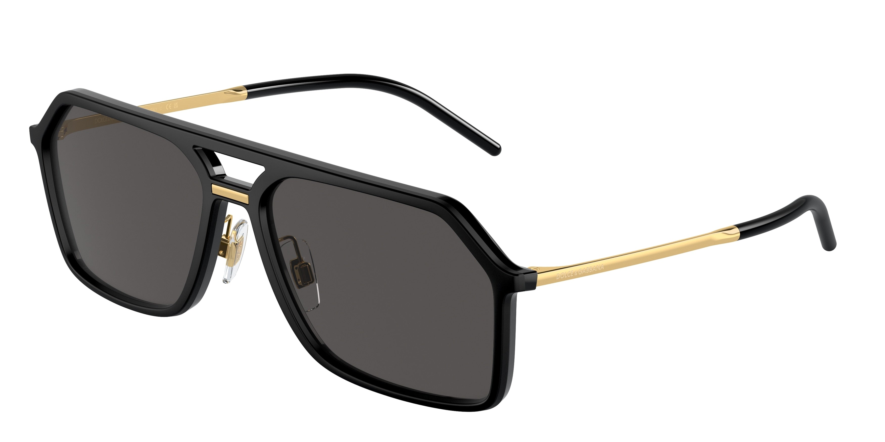 DOLCE & GABBANA DG6196 Pilot Sunglasses  252587-Black 59-145-16 - Color Map Black