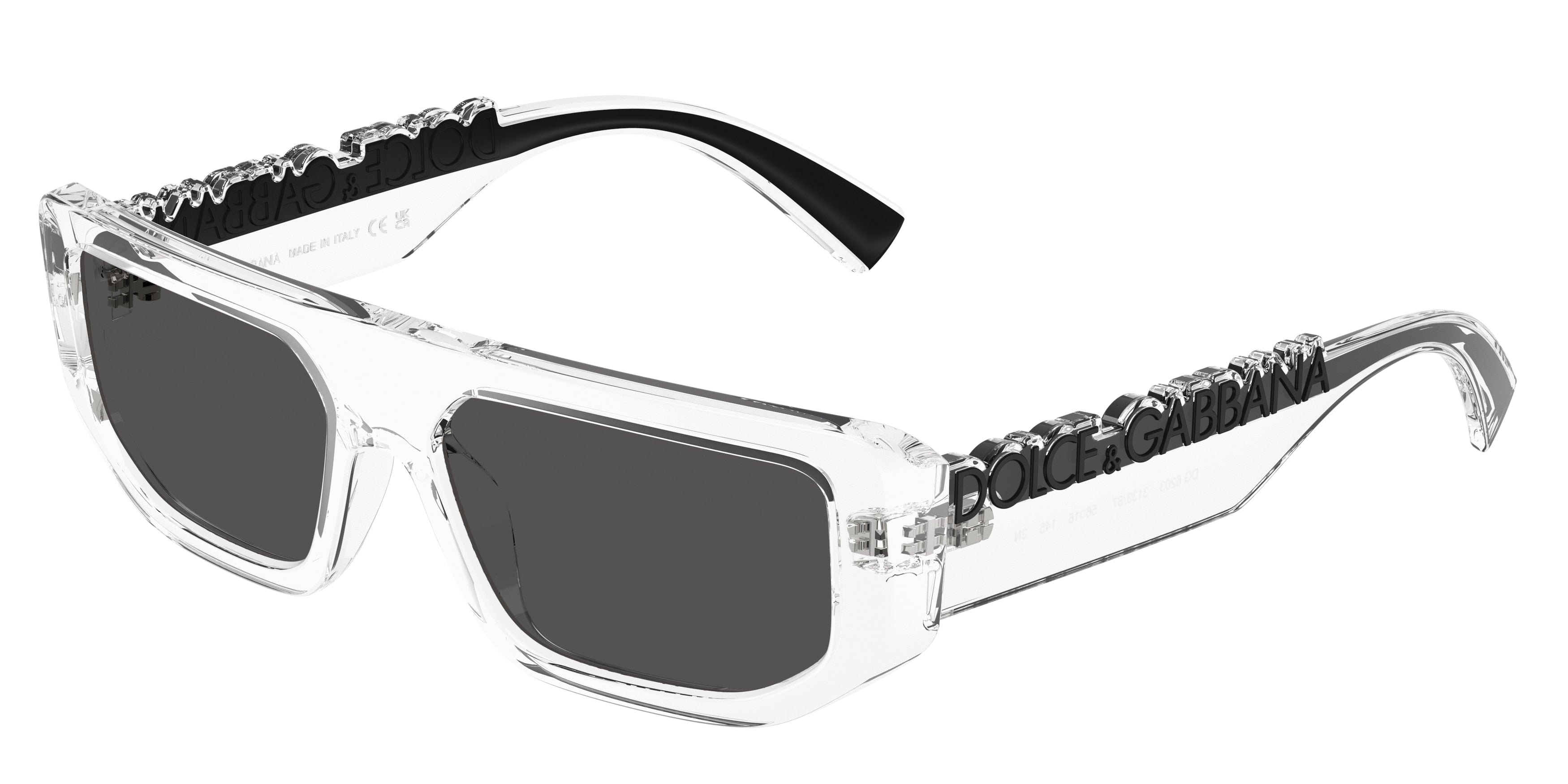 DOLCE & GABBANA DG6203 Rectangle Sunglasses  313387-Crystal 56-145-16 - Color Map Transparent