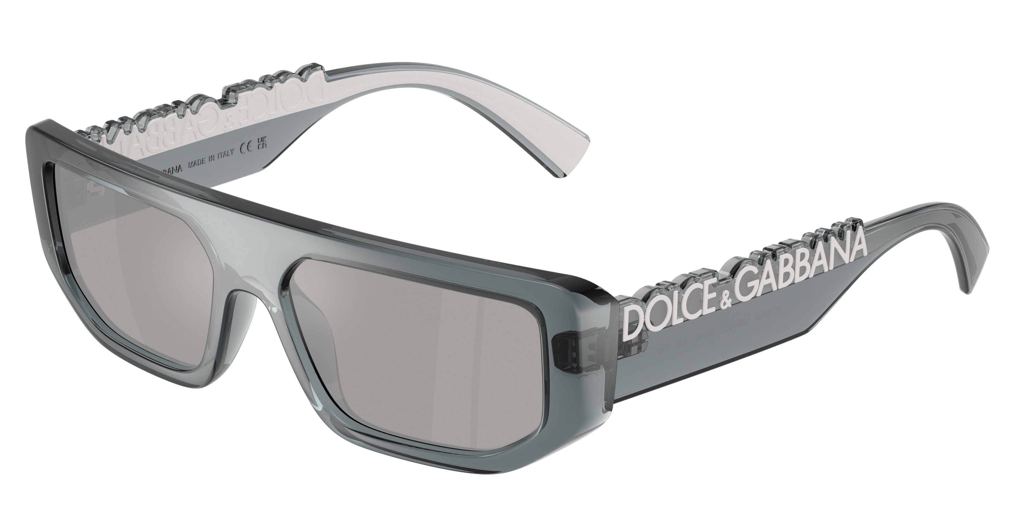 DOLCE & GABBANA DG6203 Rectangle Sunglasses  32556G-Transparent Dark Grey 56-145-16 - Color Map Grey
