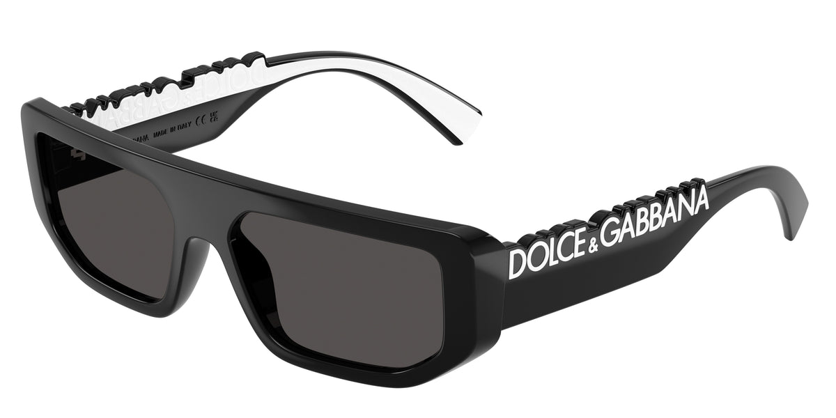 DOLCE & GABBANA DG6203 Rectangle Sunglasses  501/87-Black 56-145-16 - Color Map Black