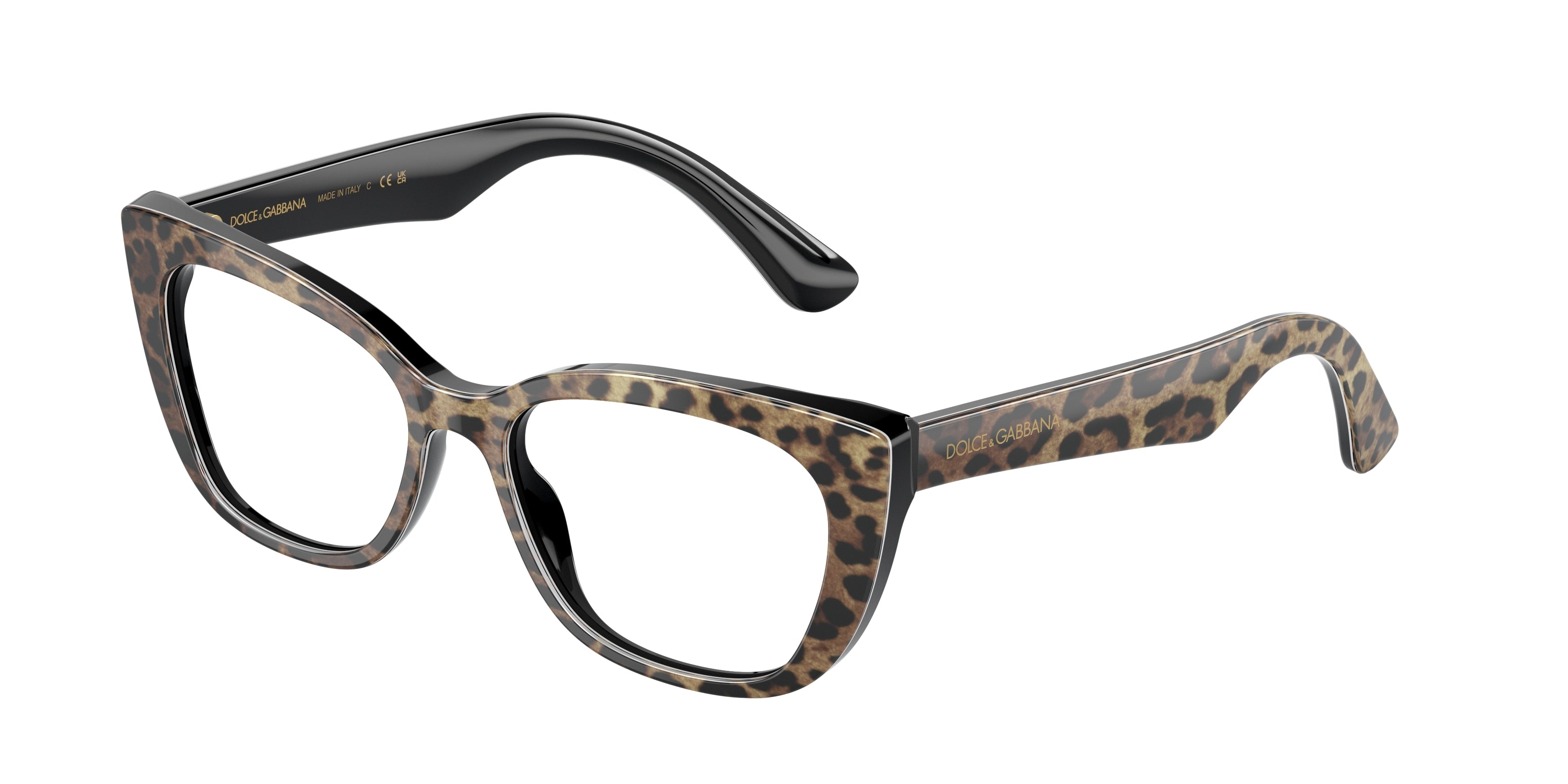 Dolce & Gabbana Kids DX3357 Cat Eye Eyeglasses  3163-Leo Brown/Black 49-130-15 - Color Map Black