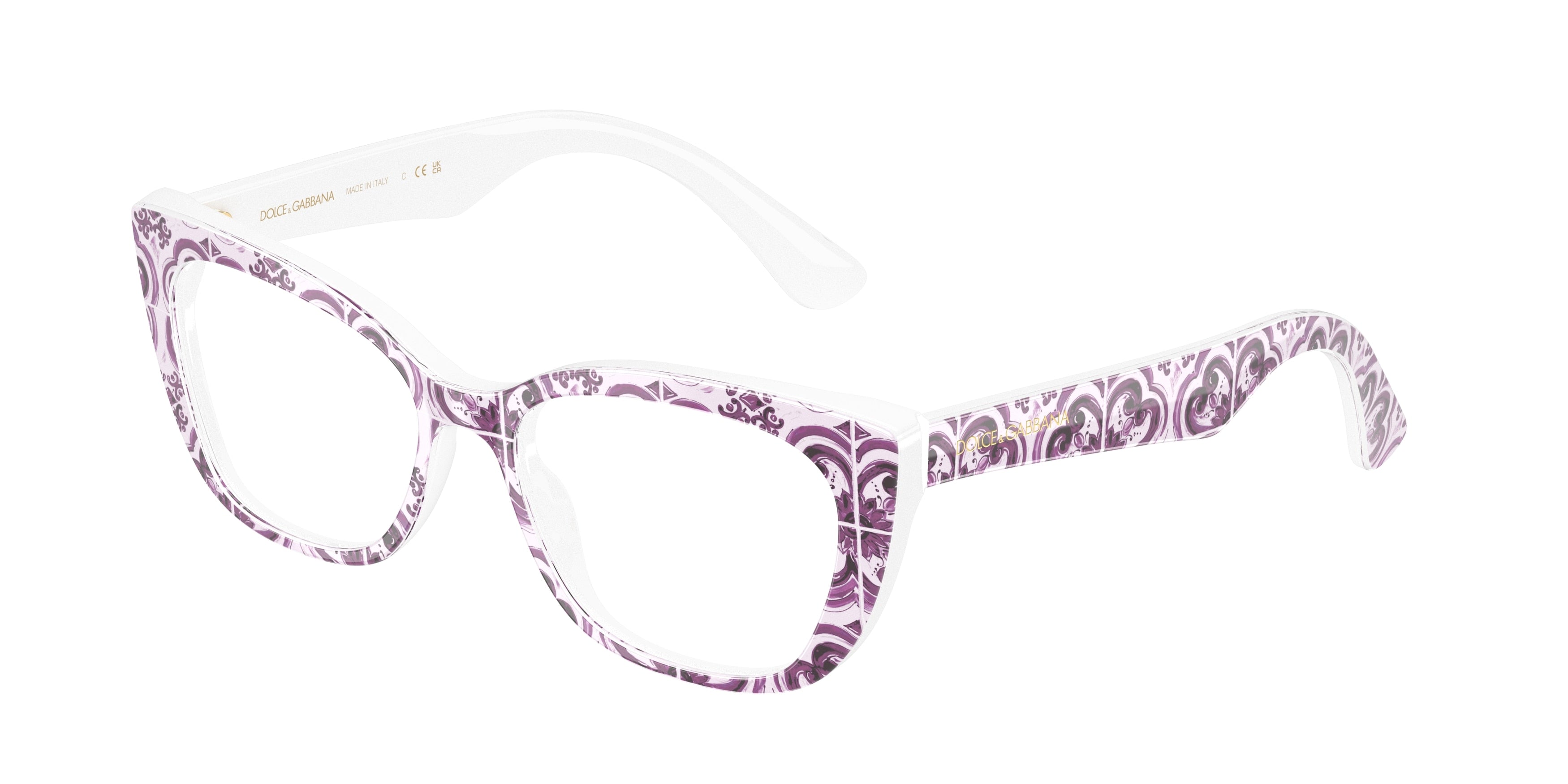 Dolce & Gabbana Kids DX3357 Cat Eye Eyeglasses  3459-Violet Maiolica 49-130-15 - Color Map Multicolor