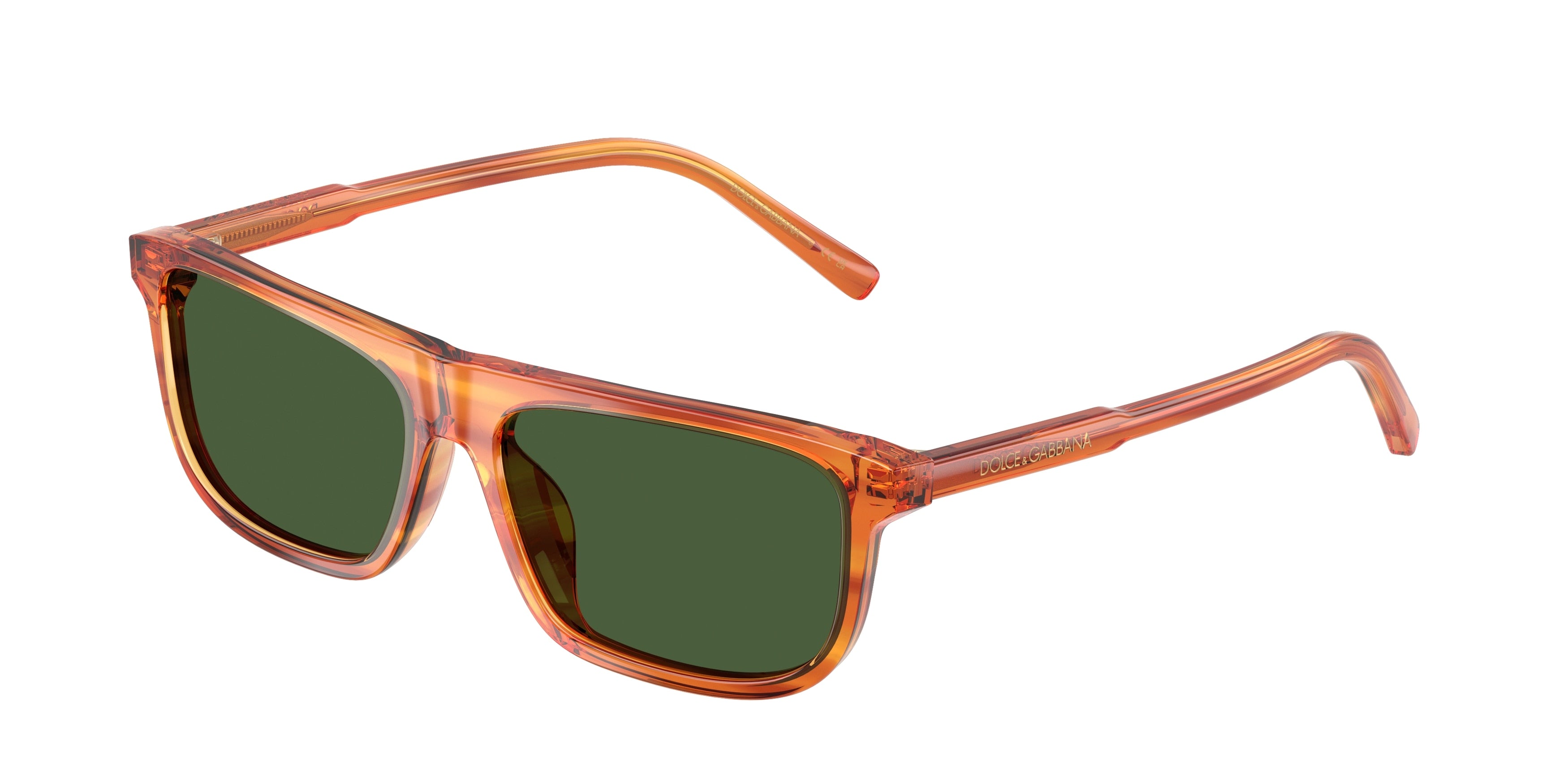 Dolce & Gabbana Kids DX4009 Rectangle Sunglasses  348371-Transparent Camel/Striped Ginger 51-130-14 - Color Map Brown