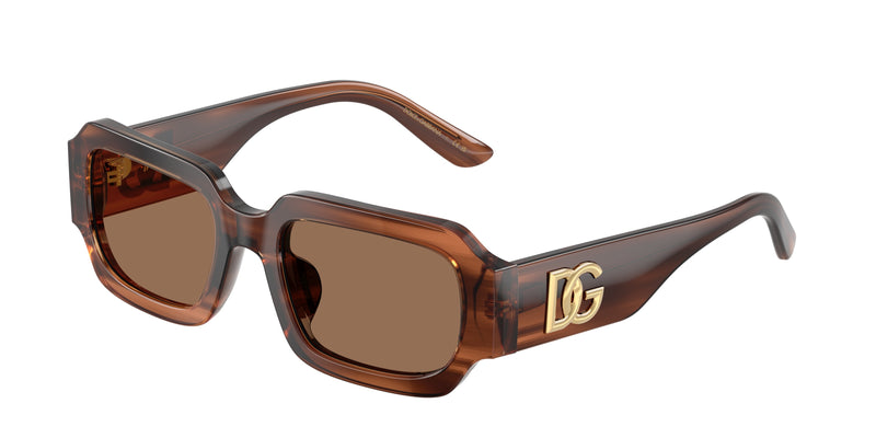 Dolce & Gabbana Kids DX4011 Square Sunglasses  348173-Transparent Brown/Striped Brown 48-130-18 - Color Map Brown